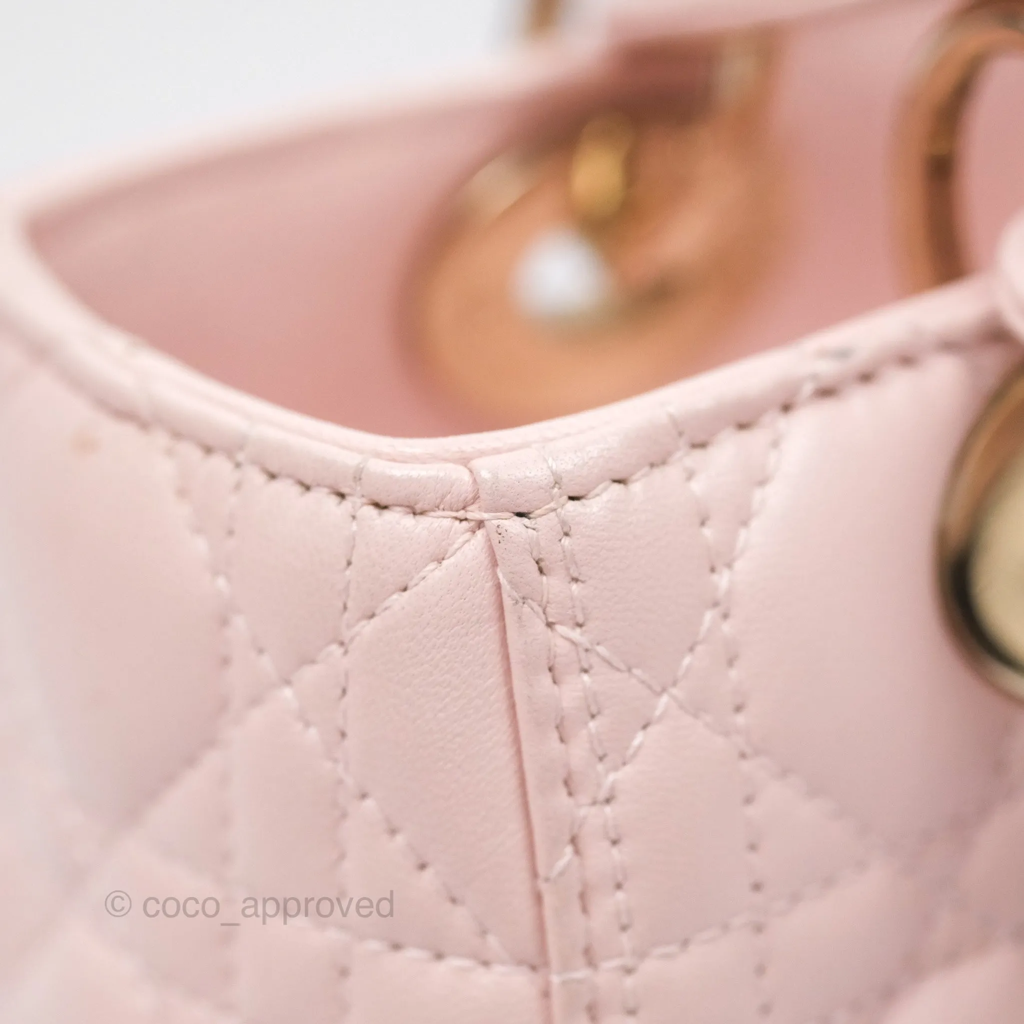 Christian Dior Medium Lady Dior Pink Lambskin Gold Hardware
