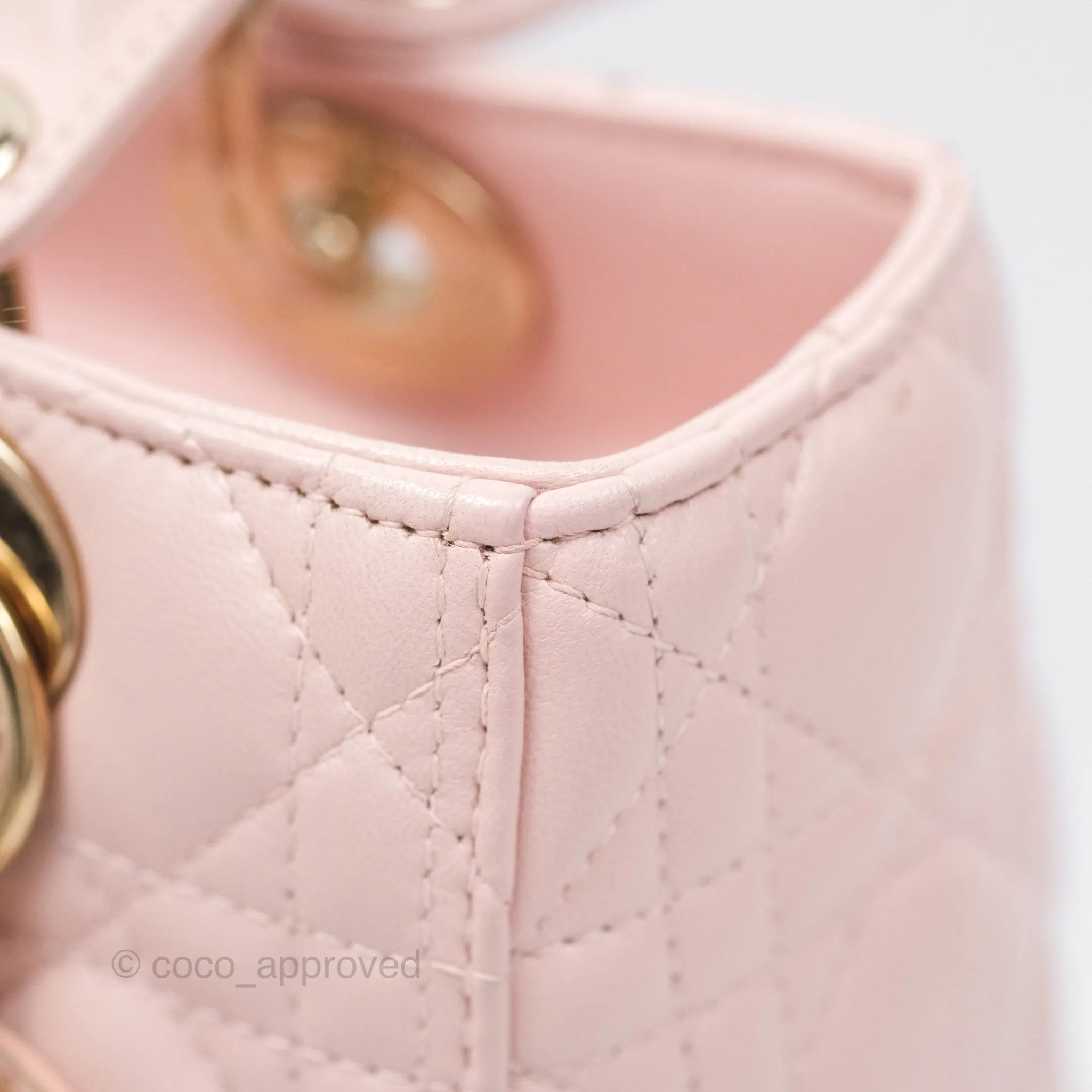 Christian Dior Medium Lady Dior Pink Lambskin Gold Hardware