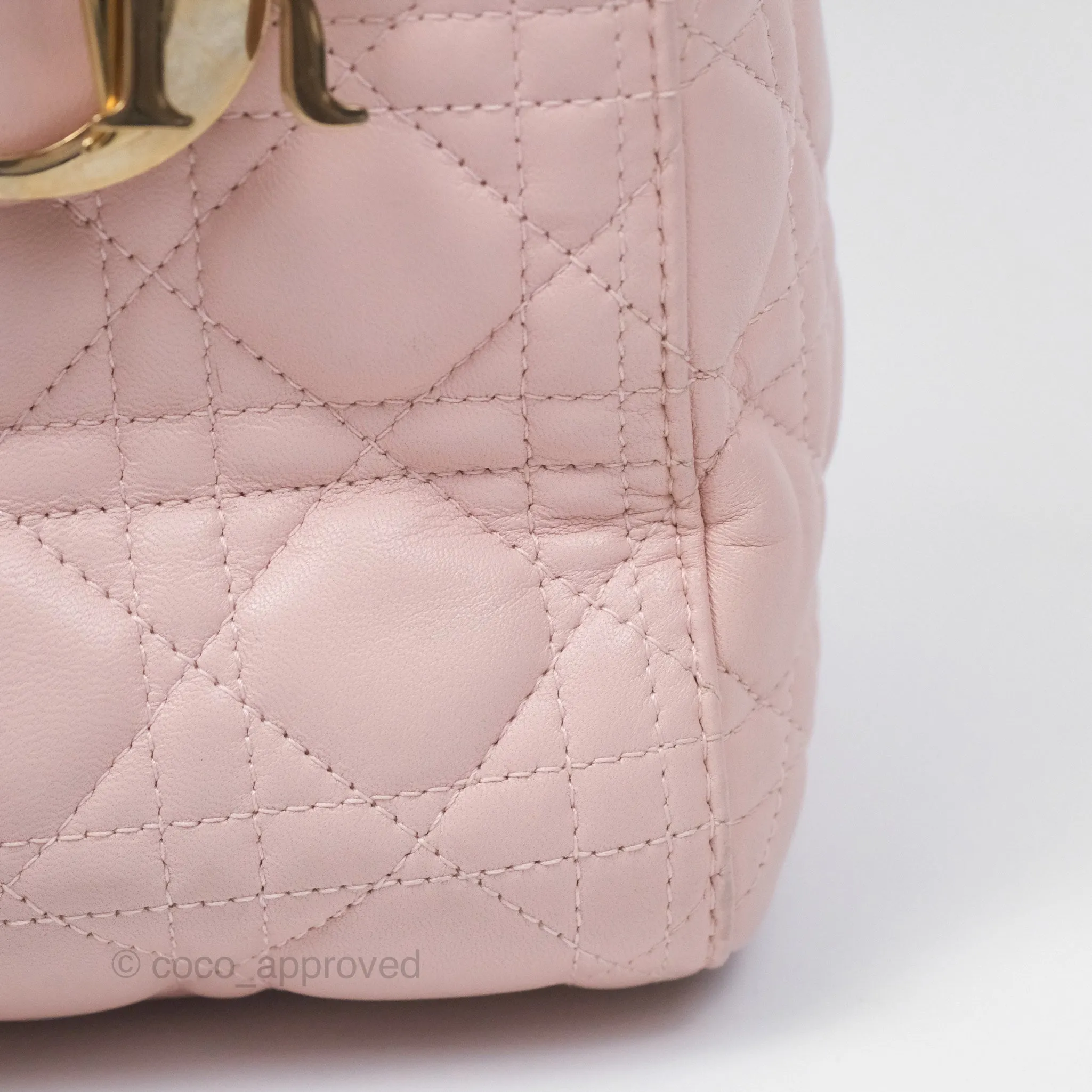 Christian Dior Medium Lady Dior Pink Lambskin Gold Hardware