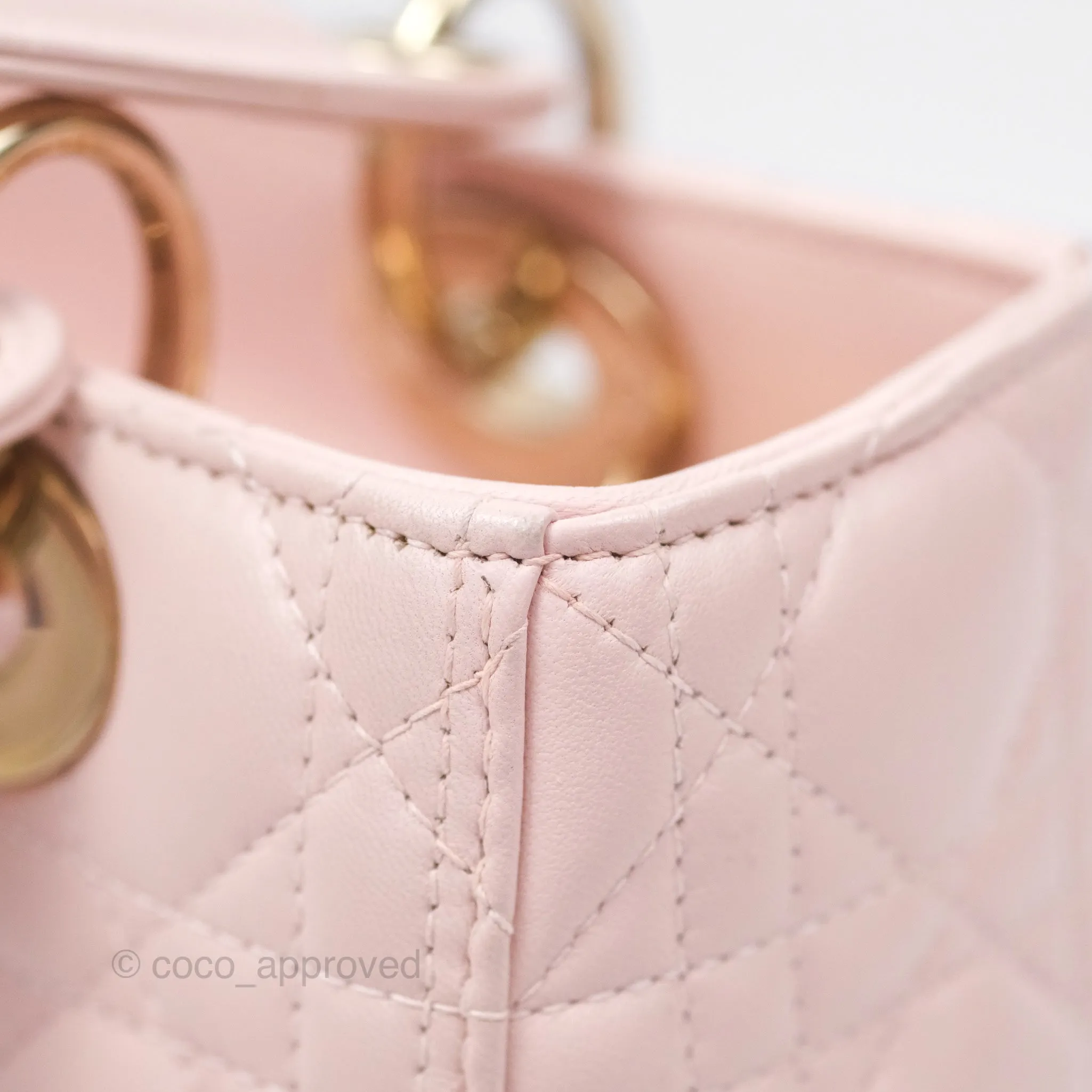 Christian Dior Medium Lady Dior Pink Lambskin Gold Hardware