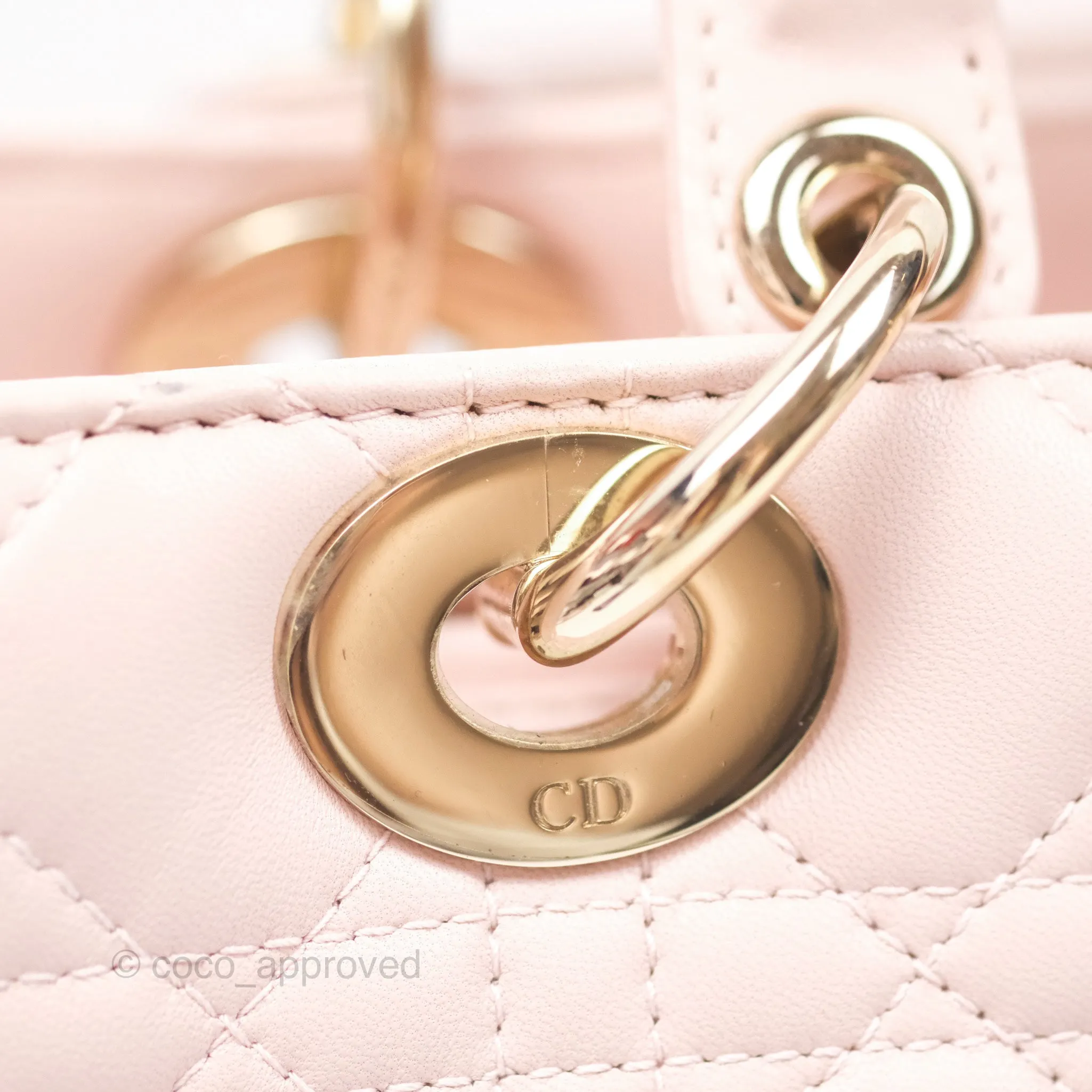 Christian Dior Medium Lady Dior Pink Lambskin Gold Hardware