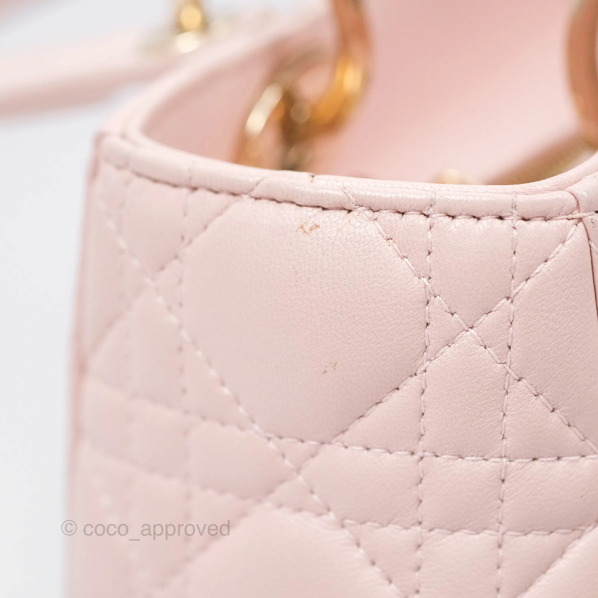 Christian Dior Medium Lady Dior Pink Lambskin Gold Hardware