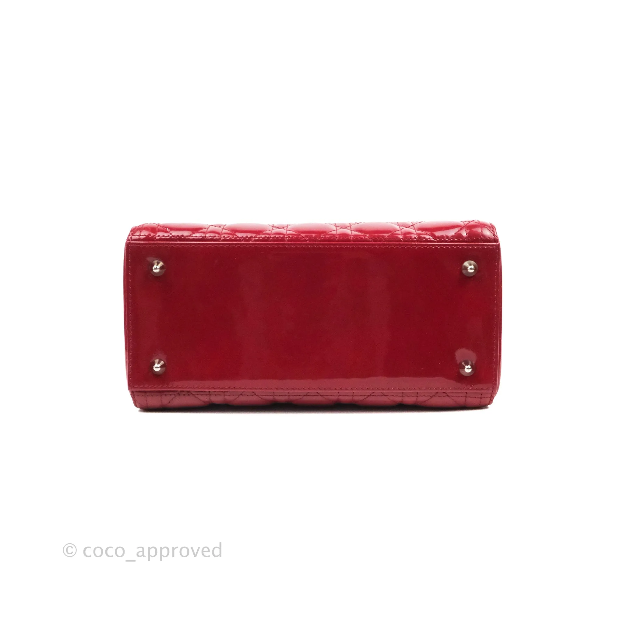 Christian Dior Medium Lady Dior Red Patent Silver Hardware