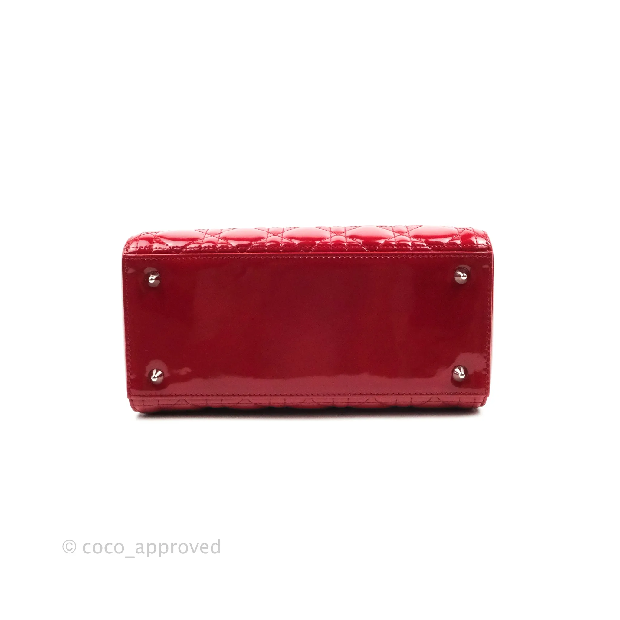 Christian Dior Medium Lady Dior Red Patent Silver Hardware