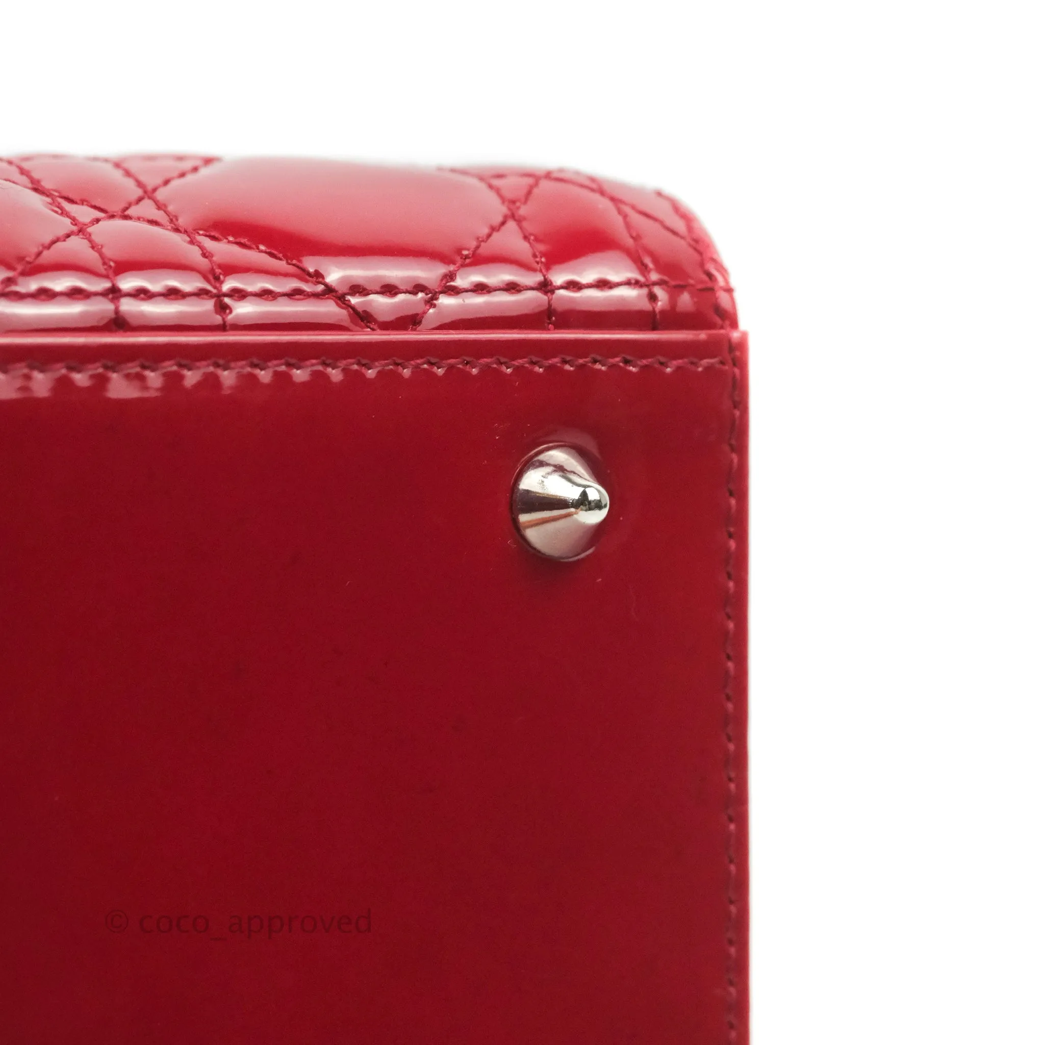 Christian Dior Medium Lady Dior Red Patent Silver Hardware