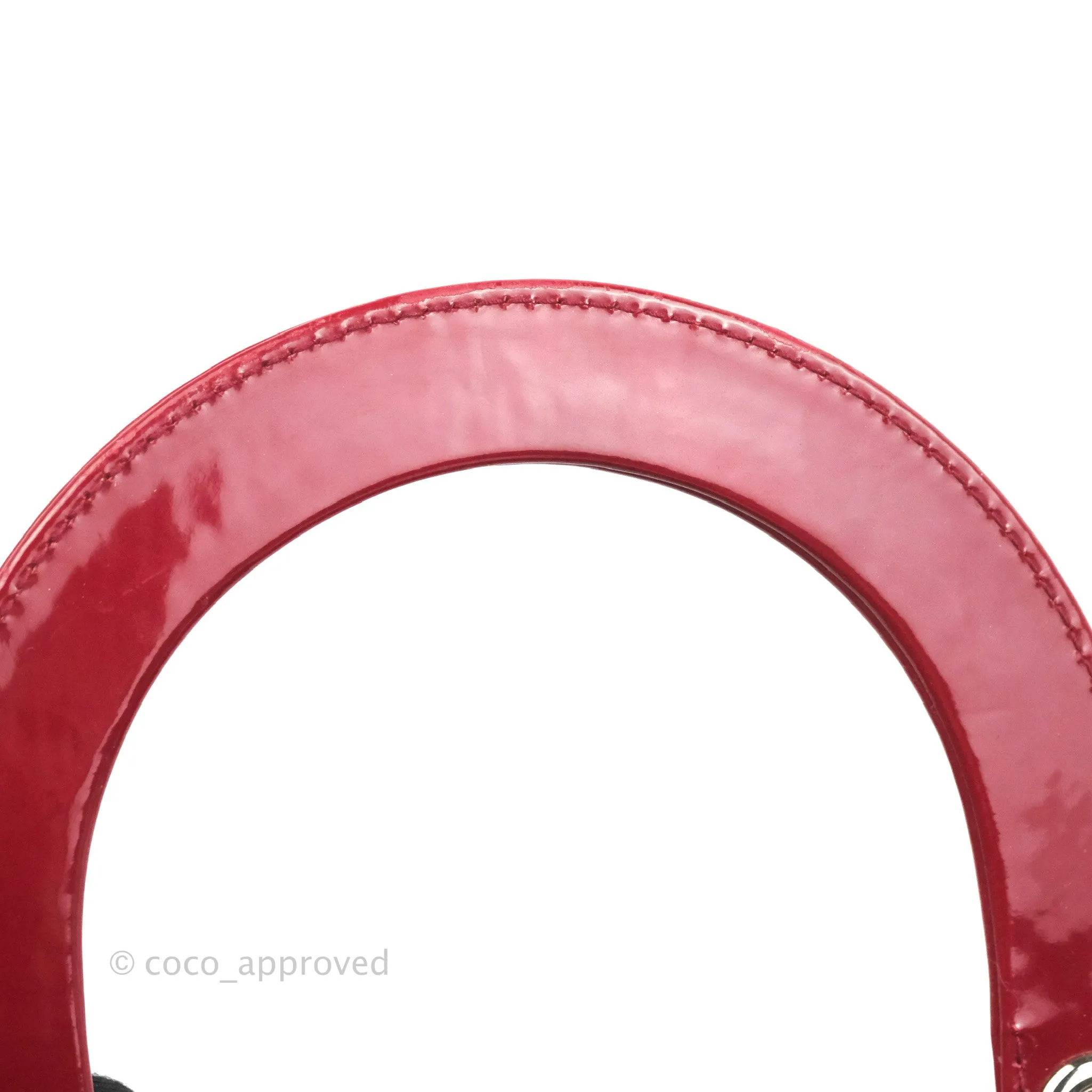 Christian Dior Medium Lady Dior Red Patent Silver Hardware