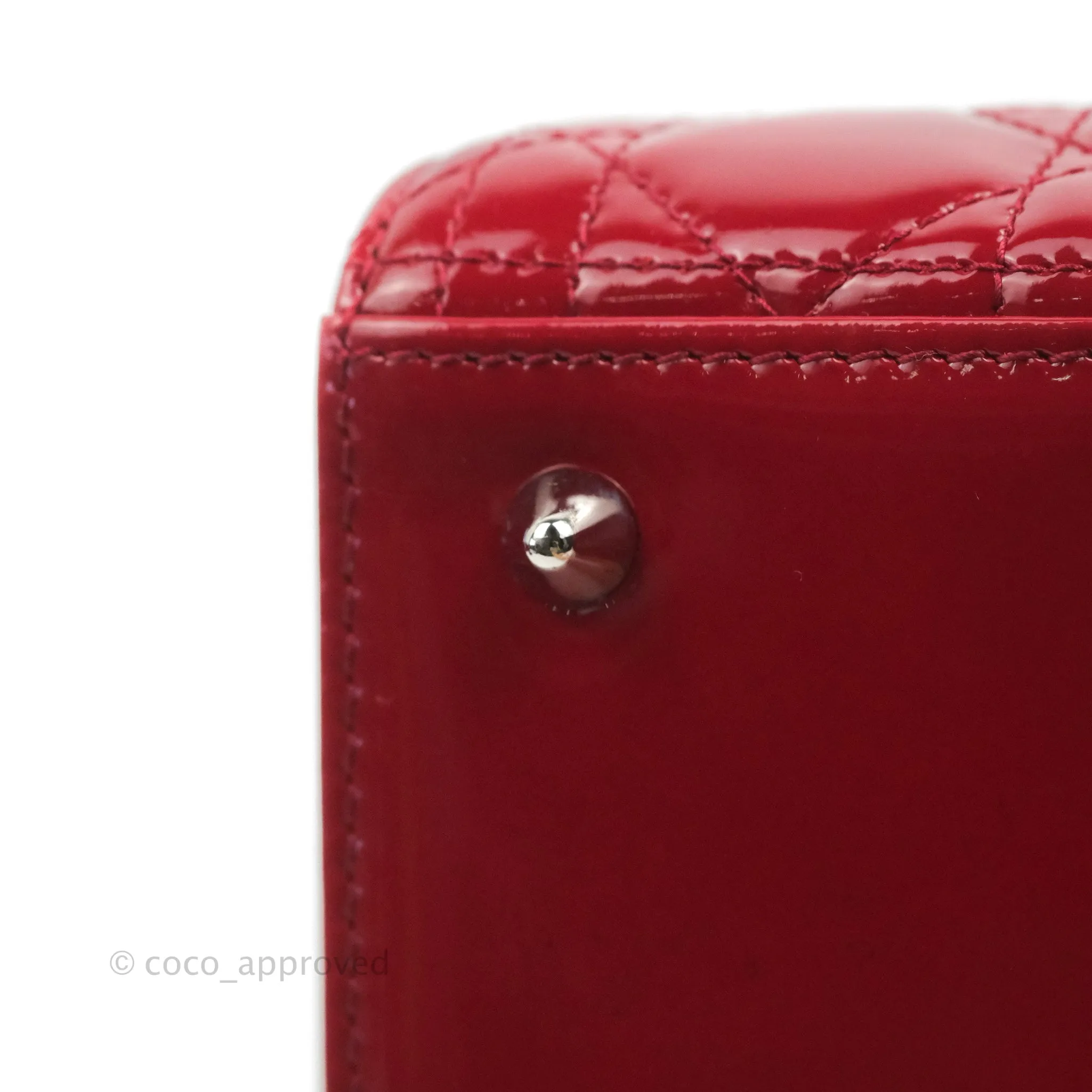 Christian Dior Medium Lady Dior Red Patent Silver Hardware