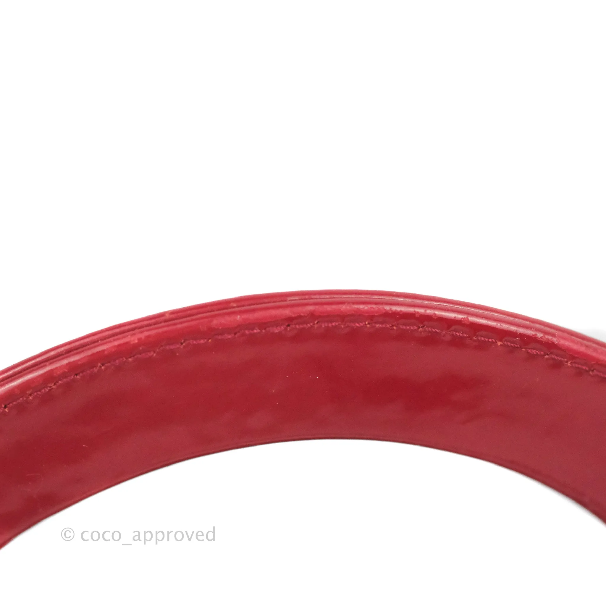 Christian Dior Medium Lady Dior Red Patent Silver Hardware