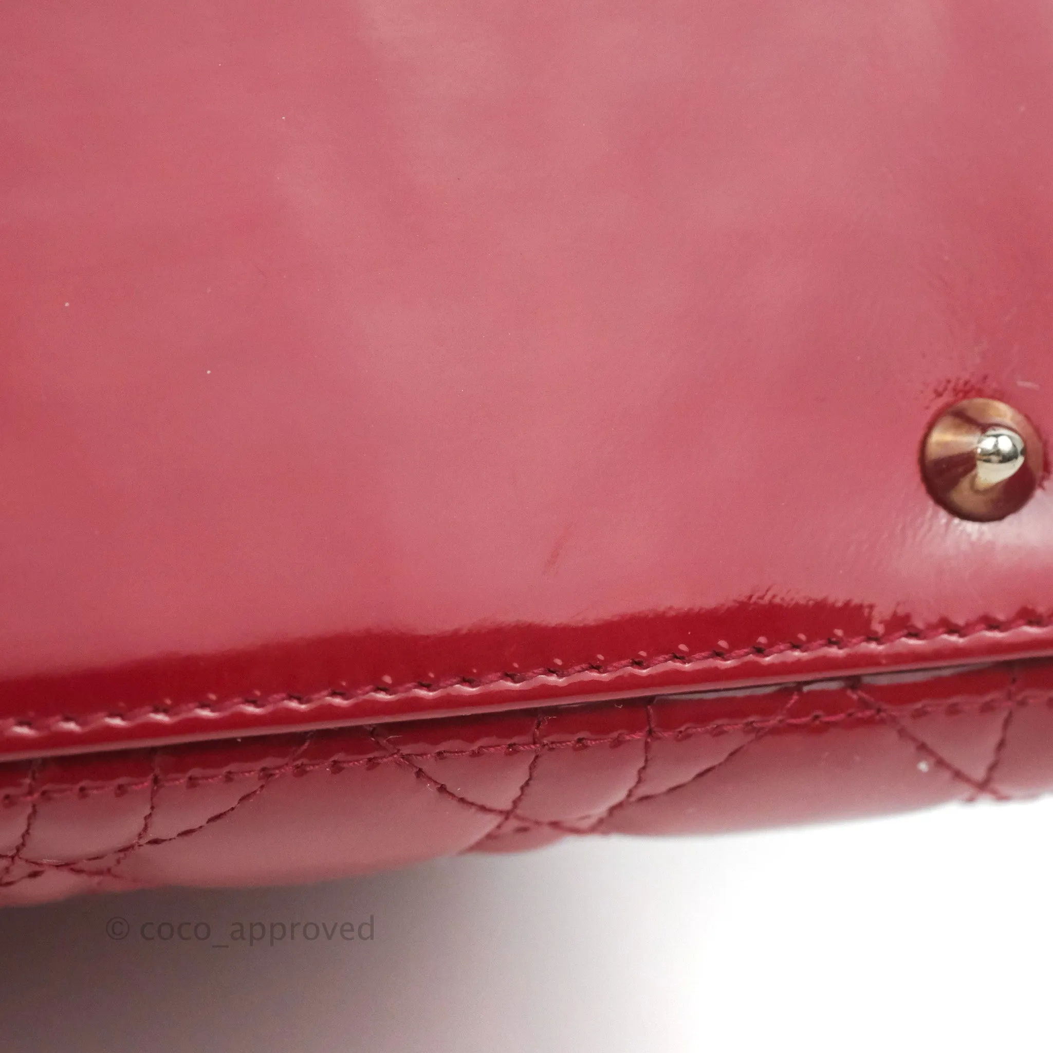 Christian Dior Medium Lady Dior Red Patent Silver Hardware