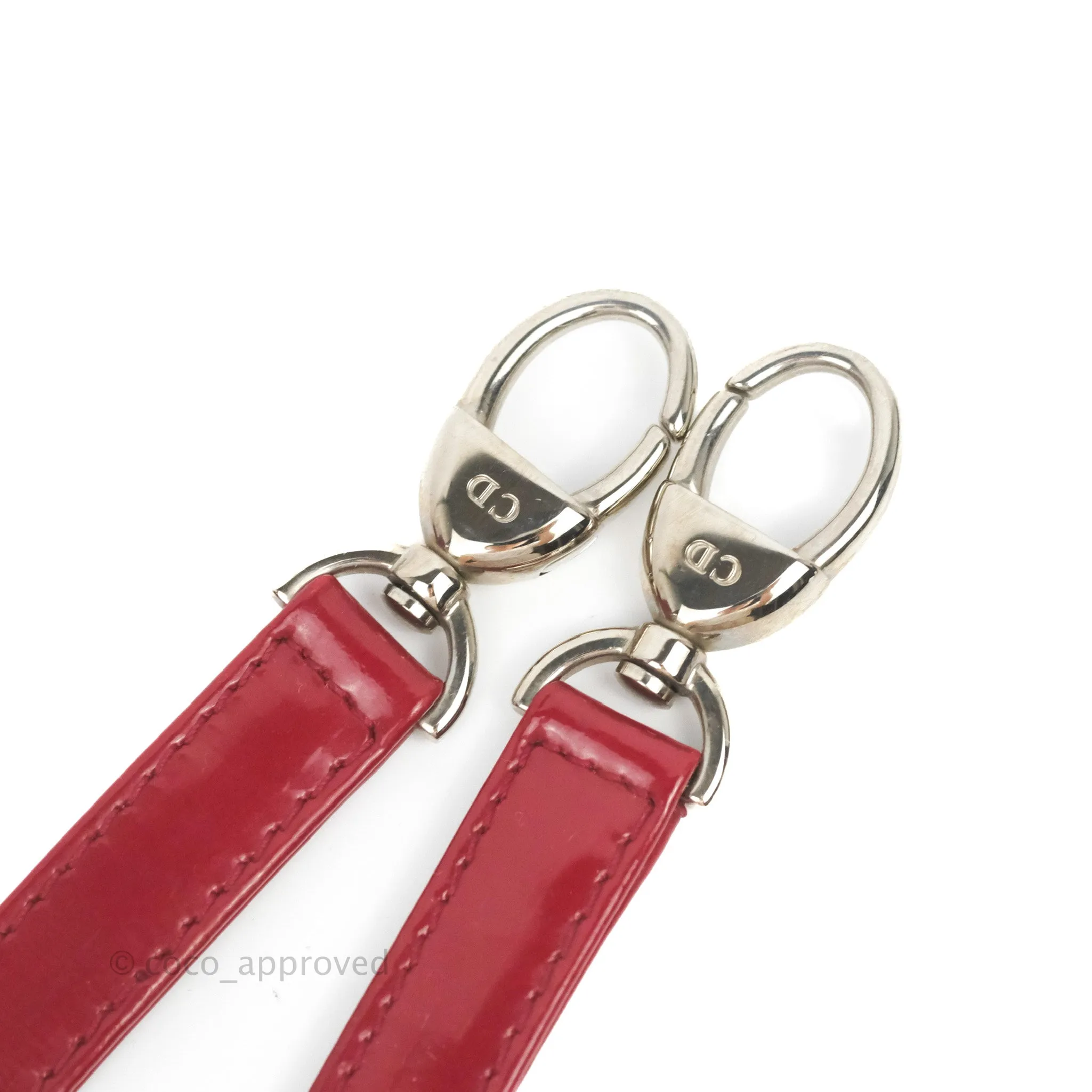 Christian Dior Medium Lady Dior Red Patent Silver Hardware