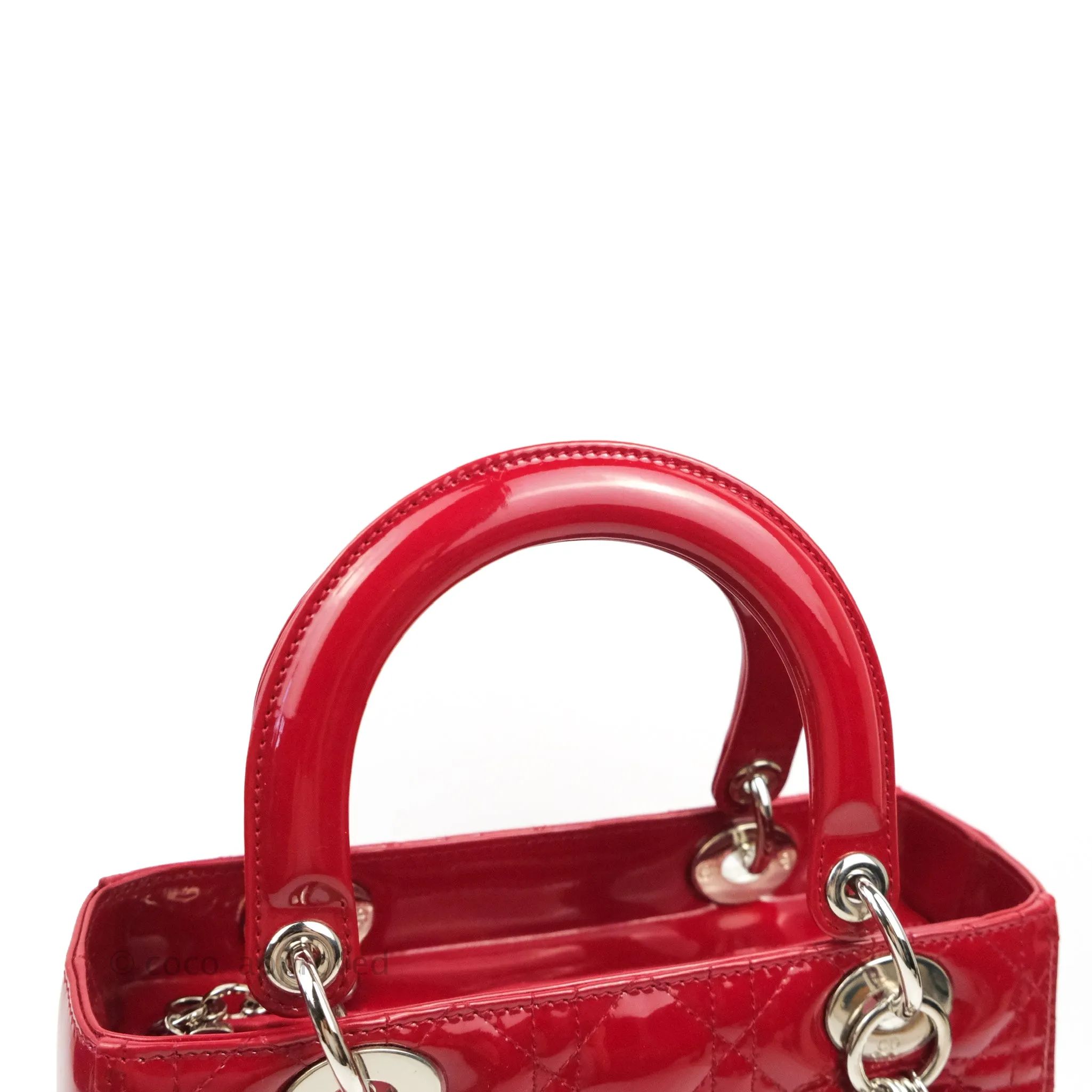 Christian Dior Medium Lady Dior Red Patent Silver Hardware