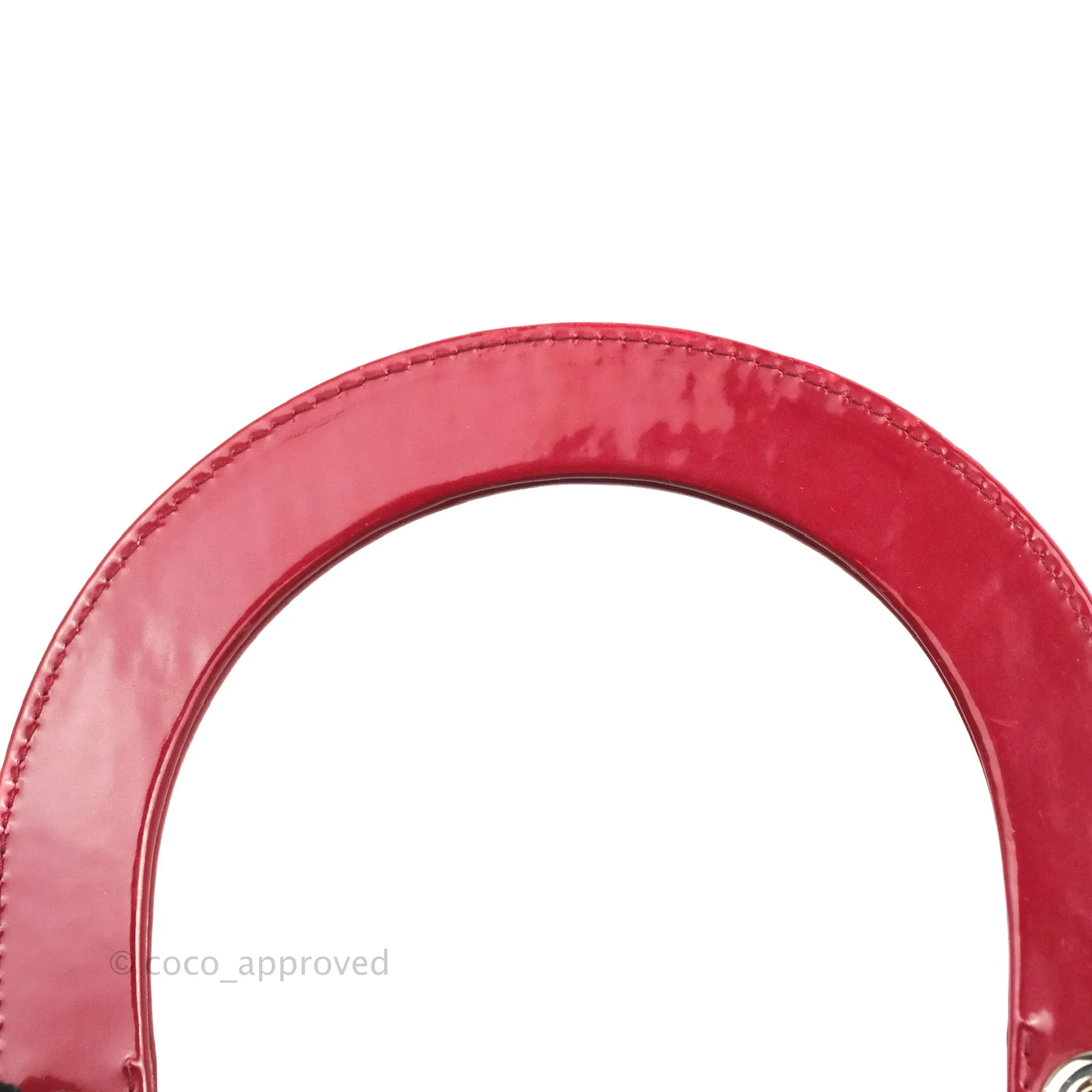 Christian Dior Medium Lady Dior Red Patent Silver Hardware