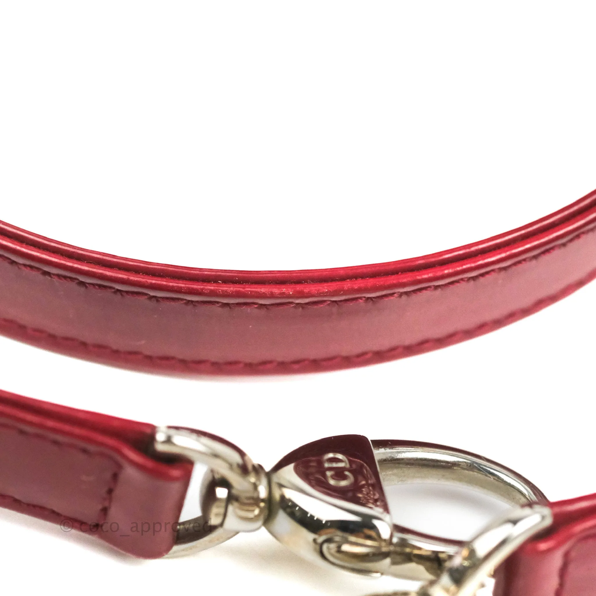 Christian Dior Medium Lady Dior Red Patent Silver Hardware