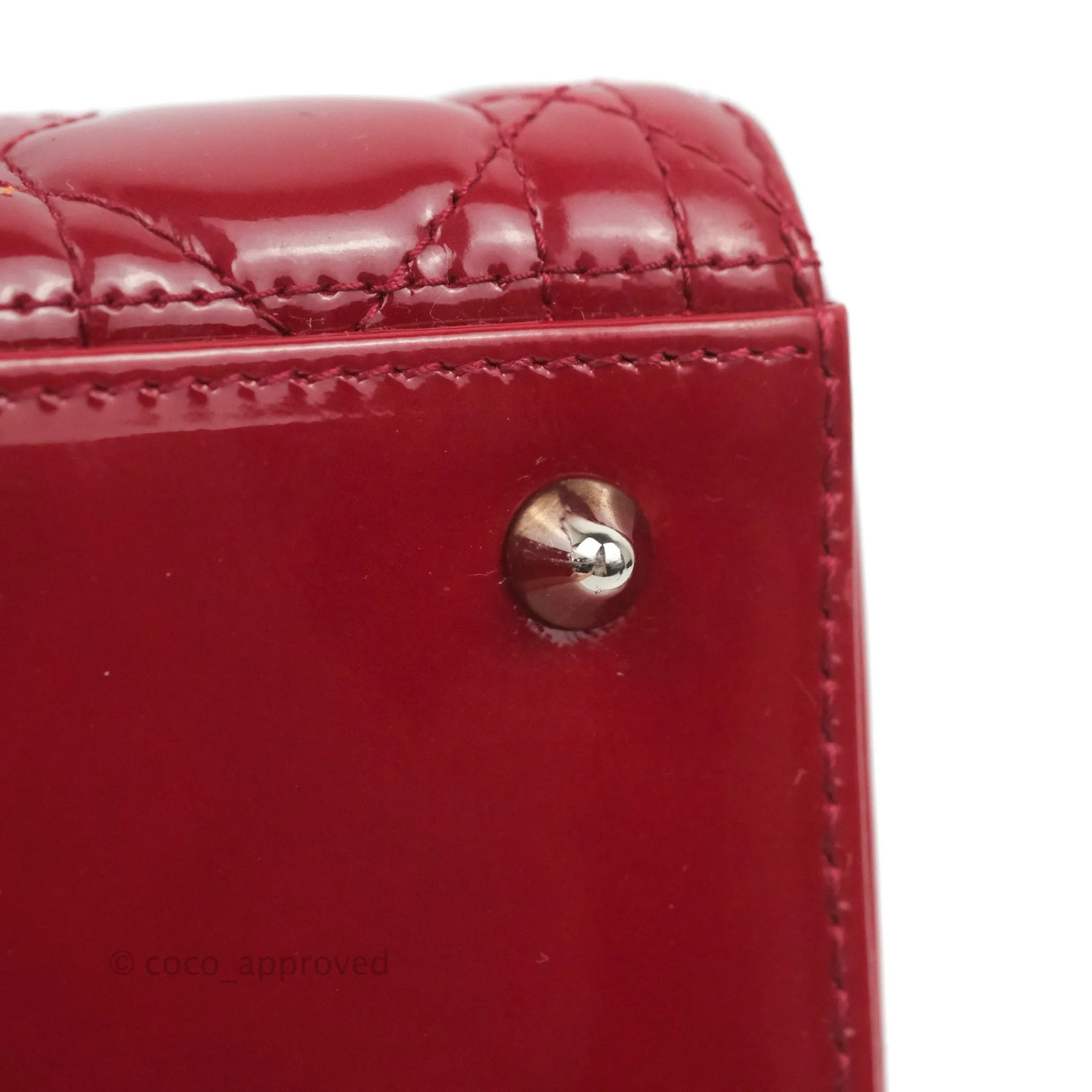 Christian Dior Medium Lady Dior Red Patent Silver Hardware