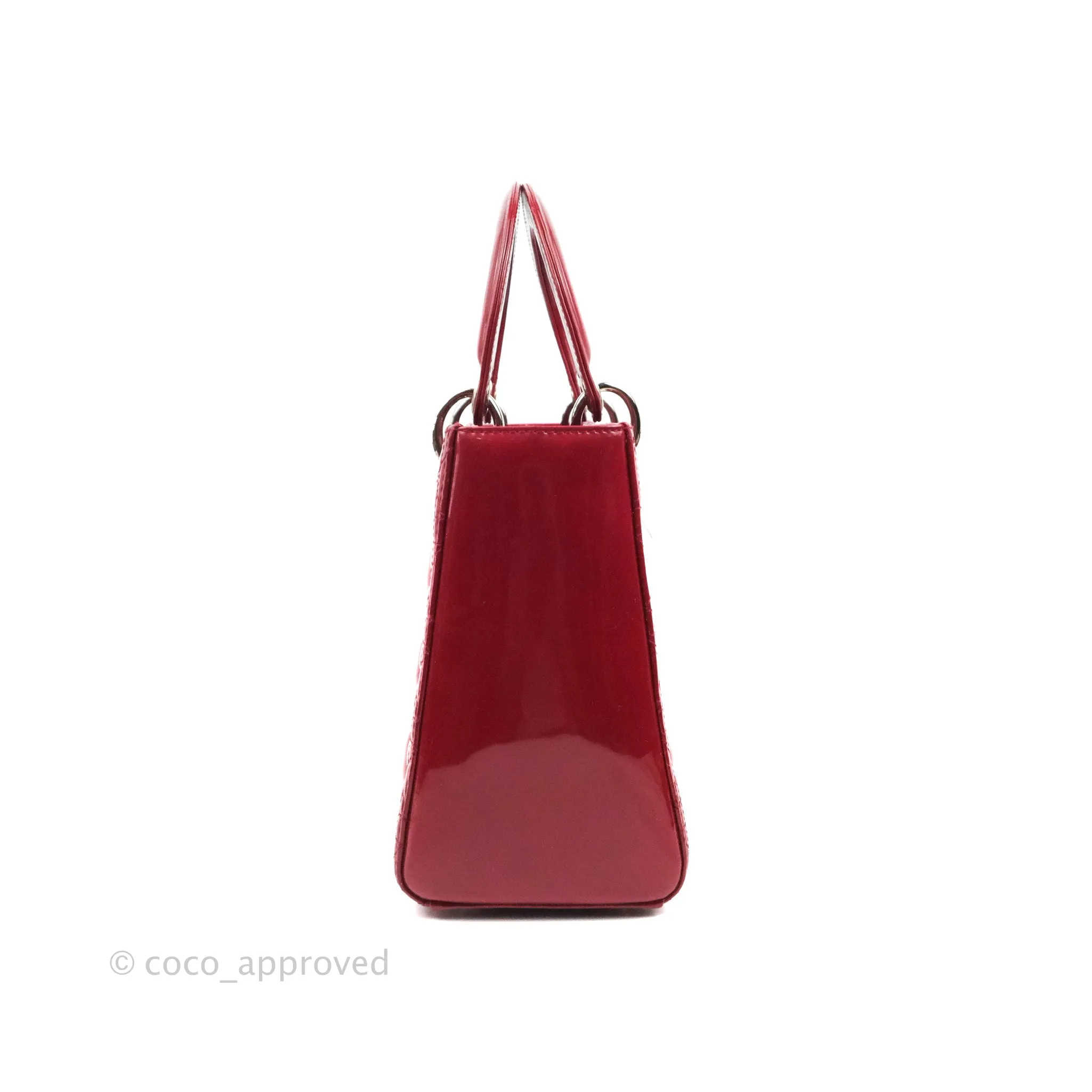 Christian Dior Medium Lady Dior Red Patent Silver Hardware