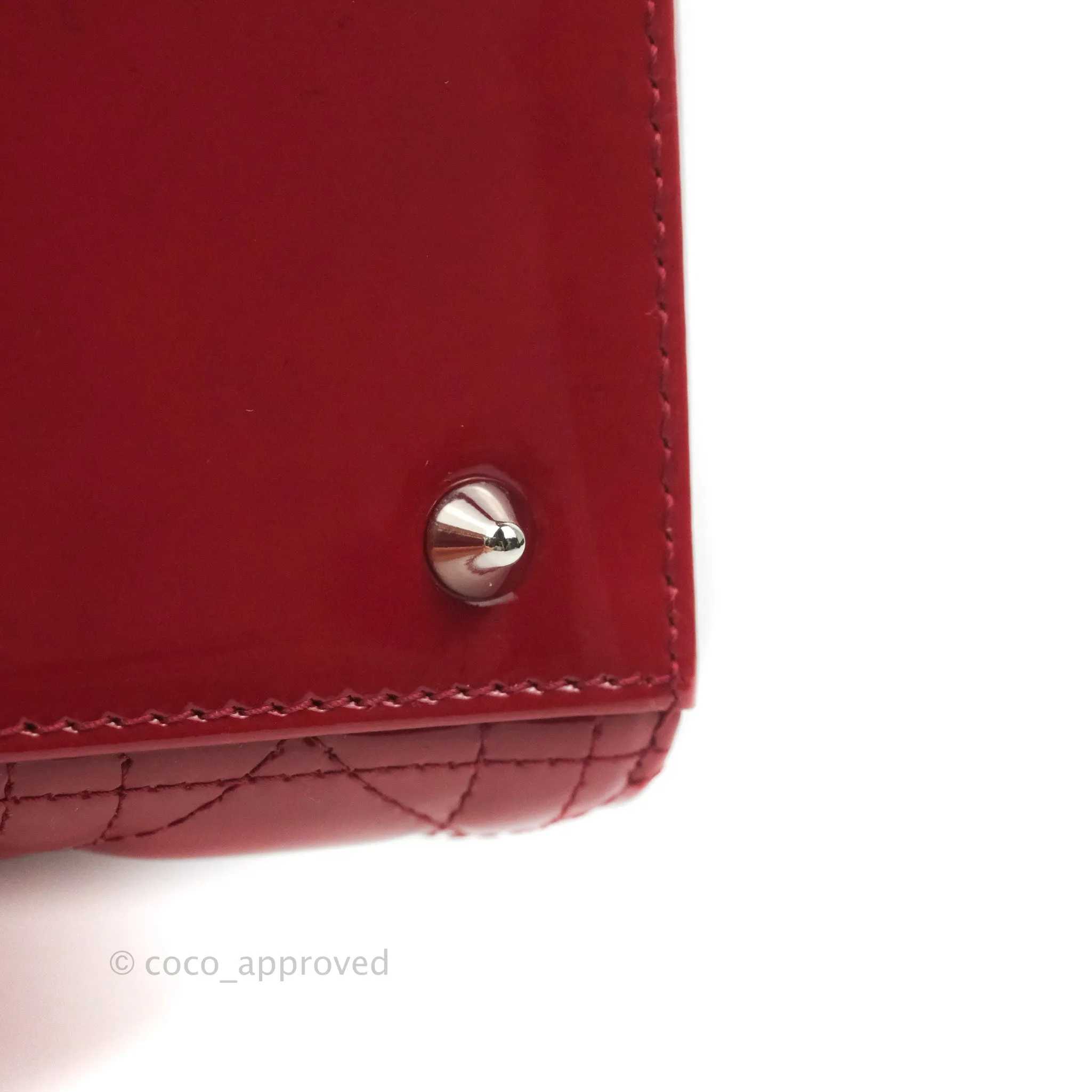Christian Dior Medium Lady Dior Red Patent Silver Hardware