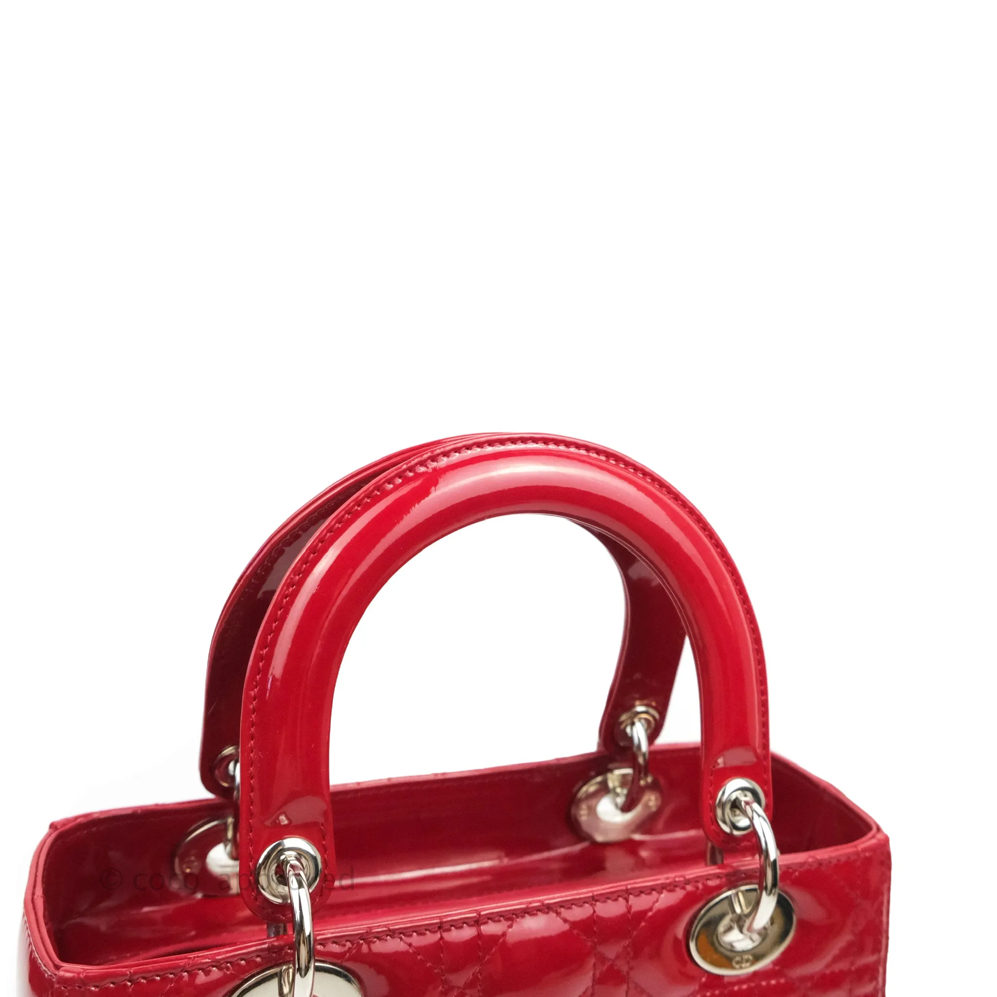 Christian Dior Medium Lady Dior Red Patent Silver Hardware