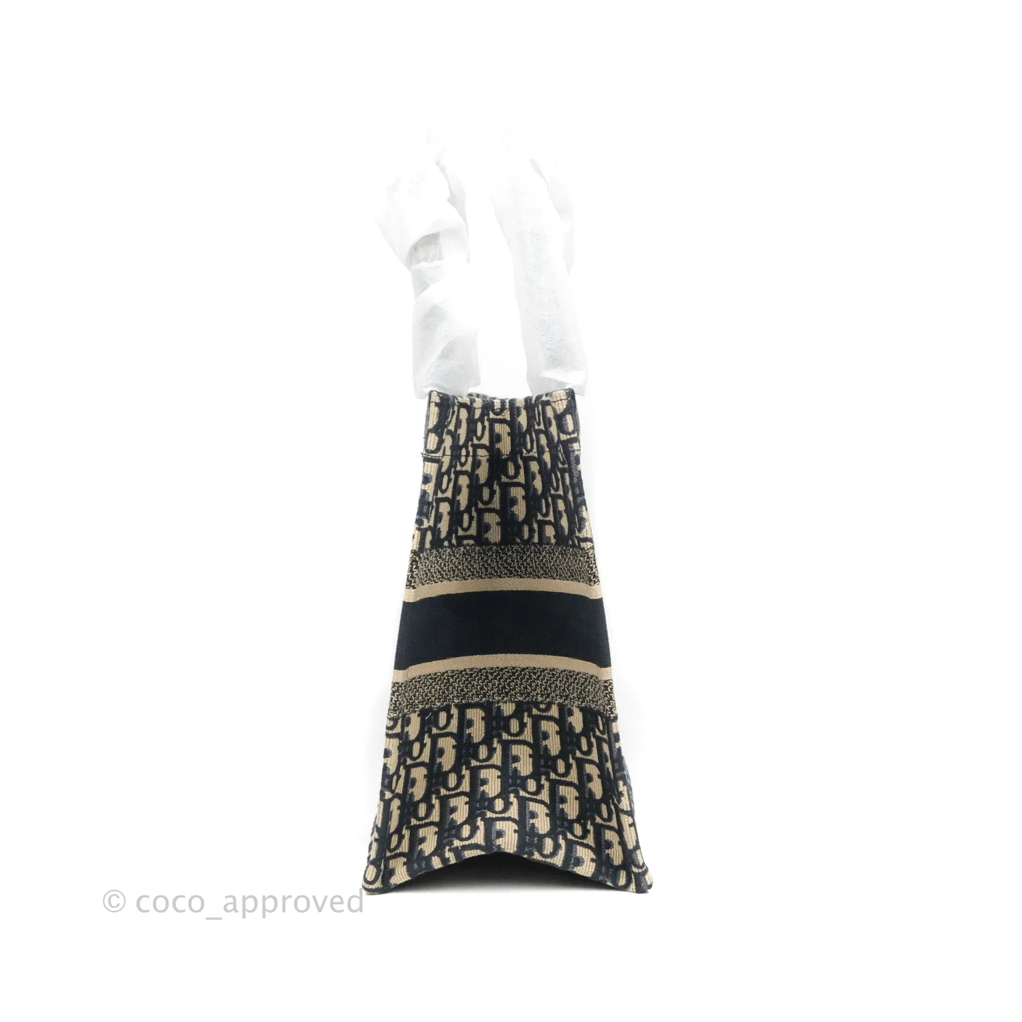 Christian Dior Medium (Old Small) Dior Navy Oblique Embroidery Canvas Book Tote