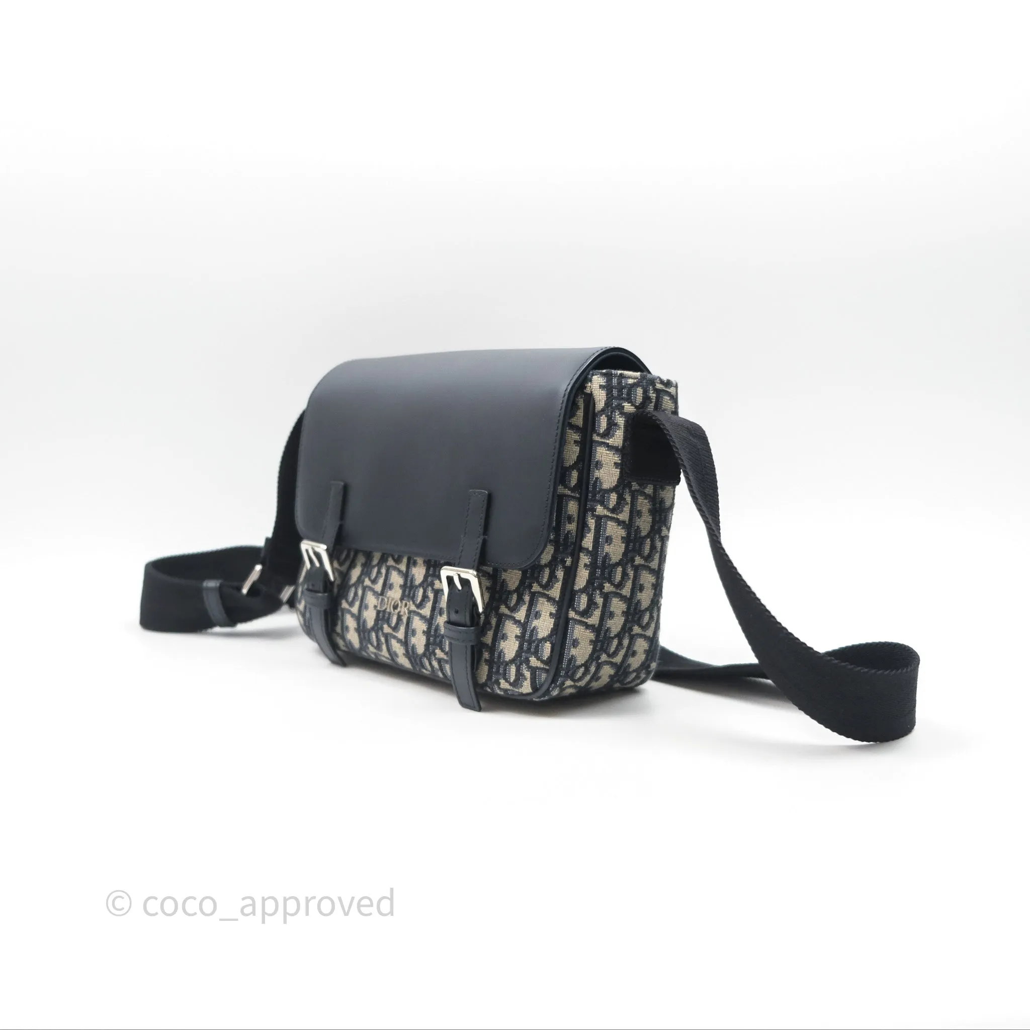 Christian Dior Messenger Bag Smooth Calfskin Blue Dior Oblique Jacquard