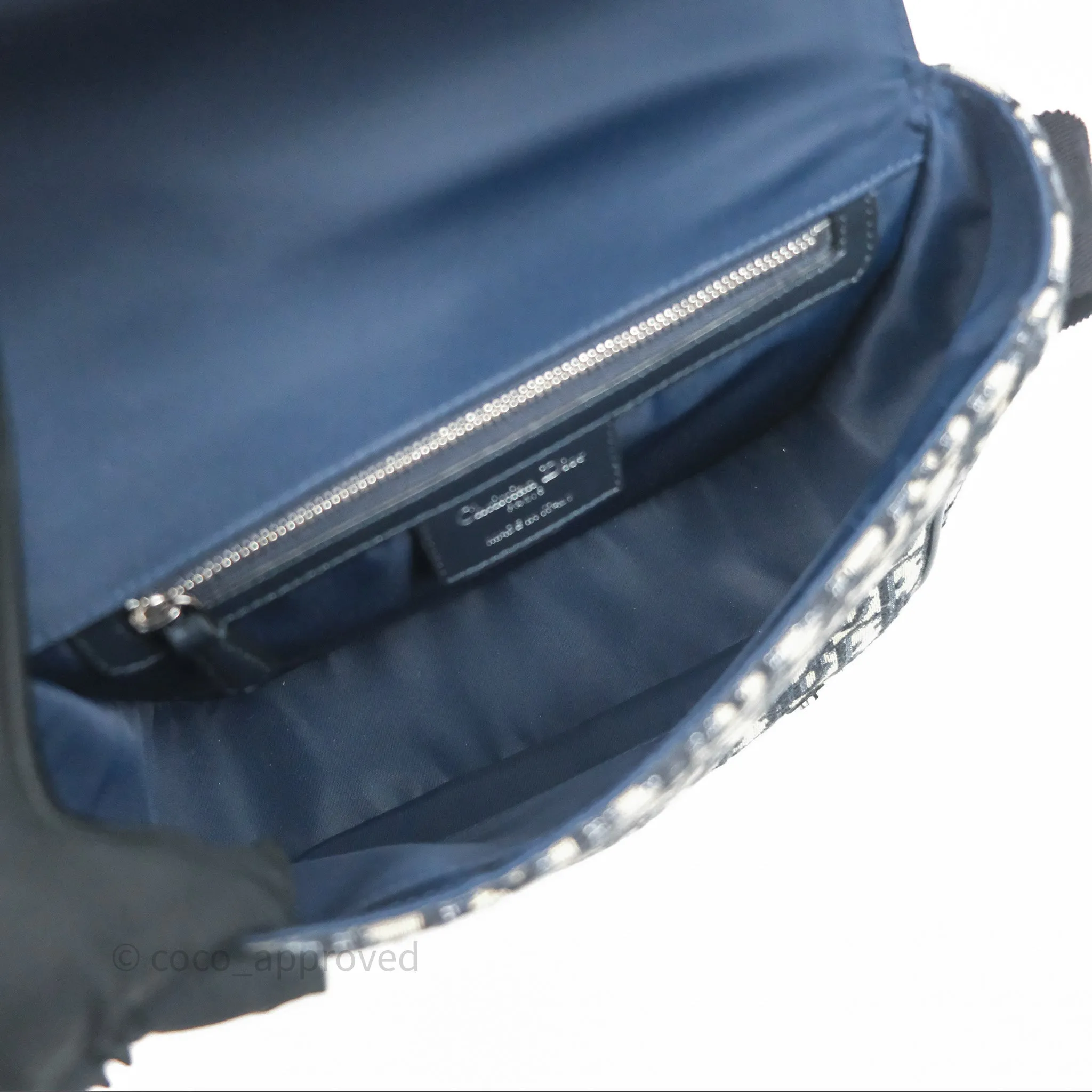 Christian Dior Messenger Bag Smooth Calfskin Blue Dior Oblique Jacquard