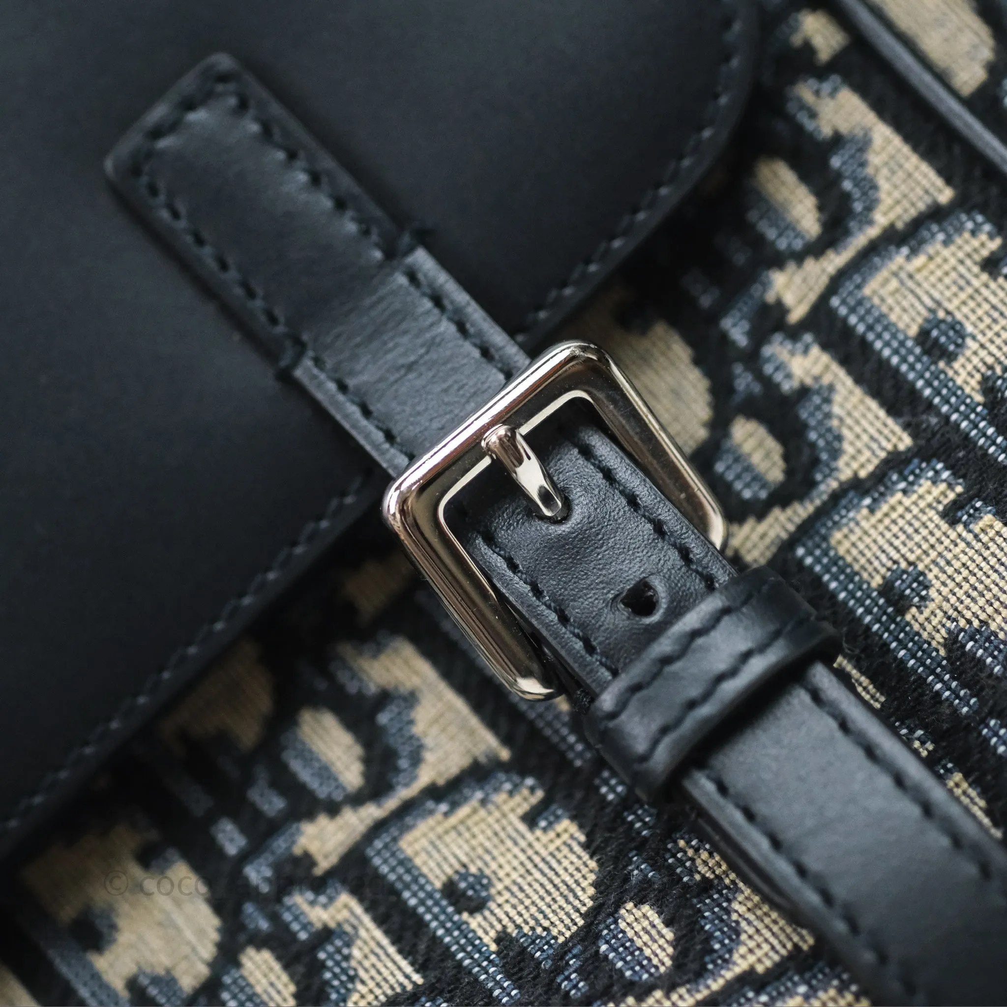 Christian Dior Messenger Bag Smooth Calfskin Blue Dior Oblique Jacquard