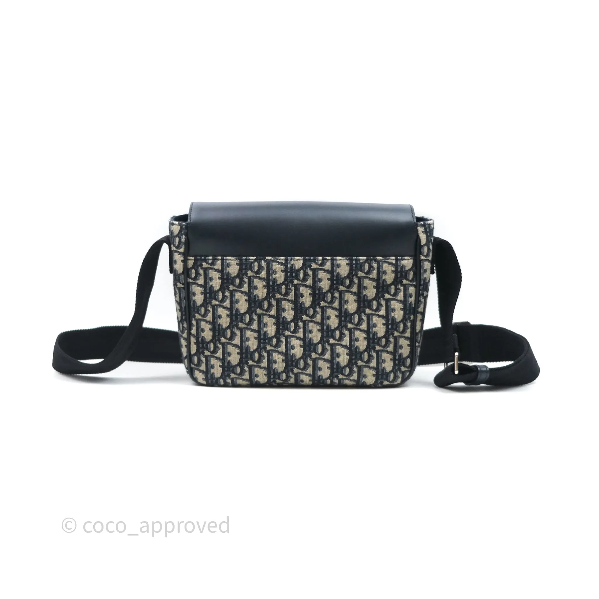 Christian Dior Messenger Bag Smooth Calfskin Blue Dior Oblique Jacquard
