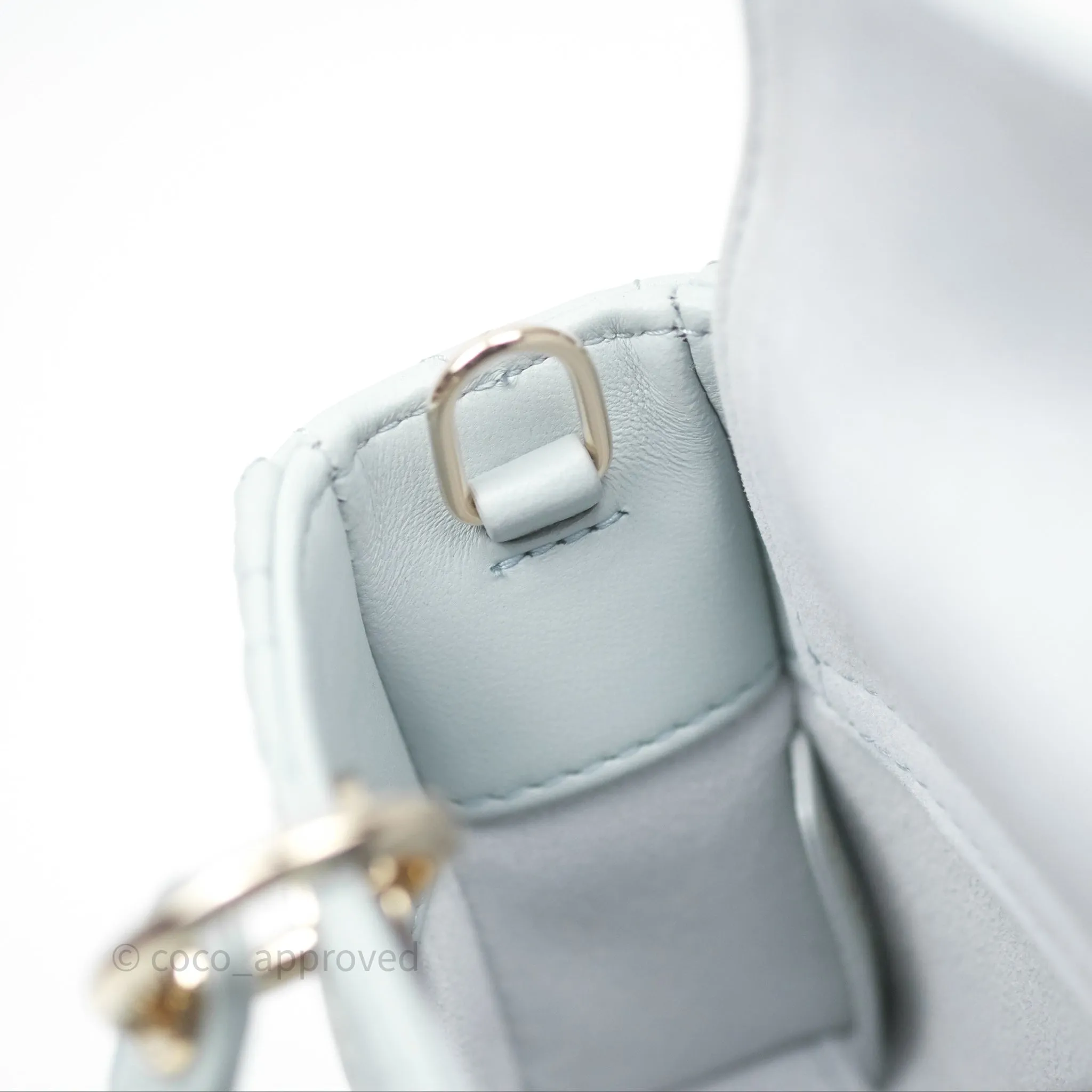 Christian Dior Micro Lady D-Joy Bag Baby Blue Lambskin Cannage Gold Hardware
