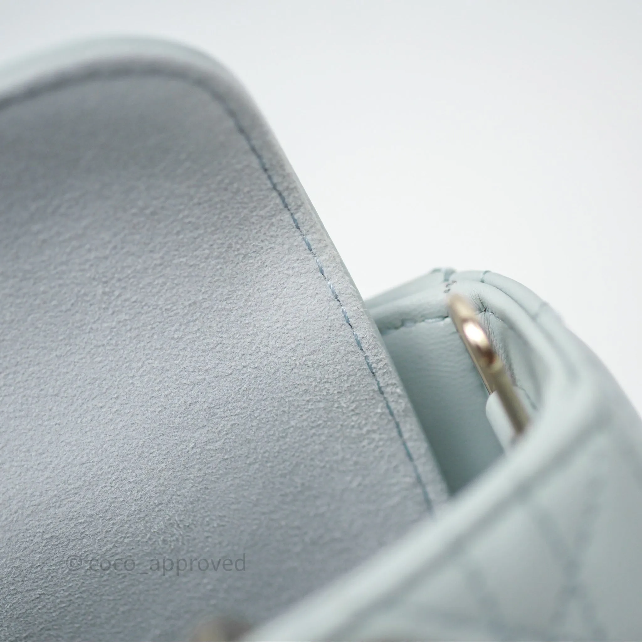 Christian Dior Micro Lady D-Joy Bag Baby Blue Lambskin Cannage Gold Hardware