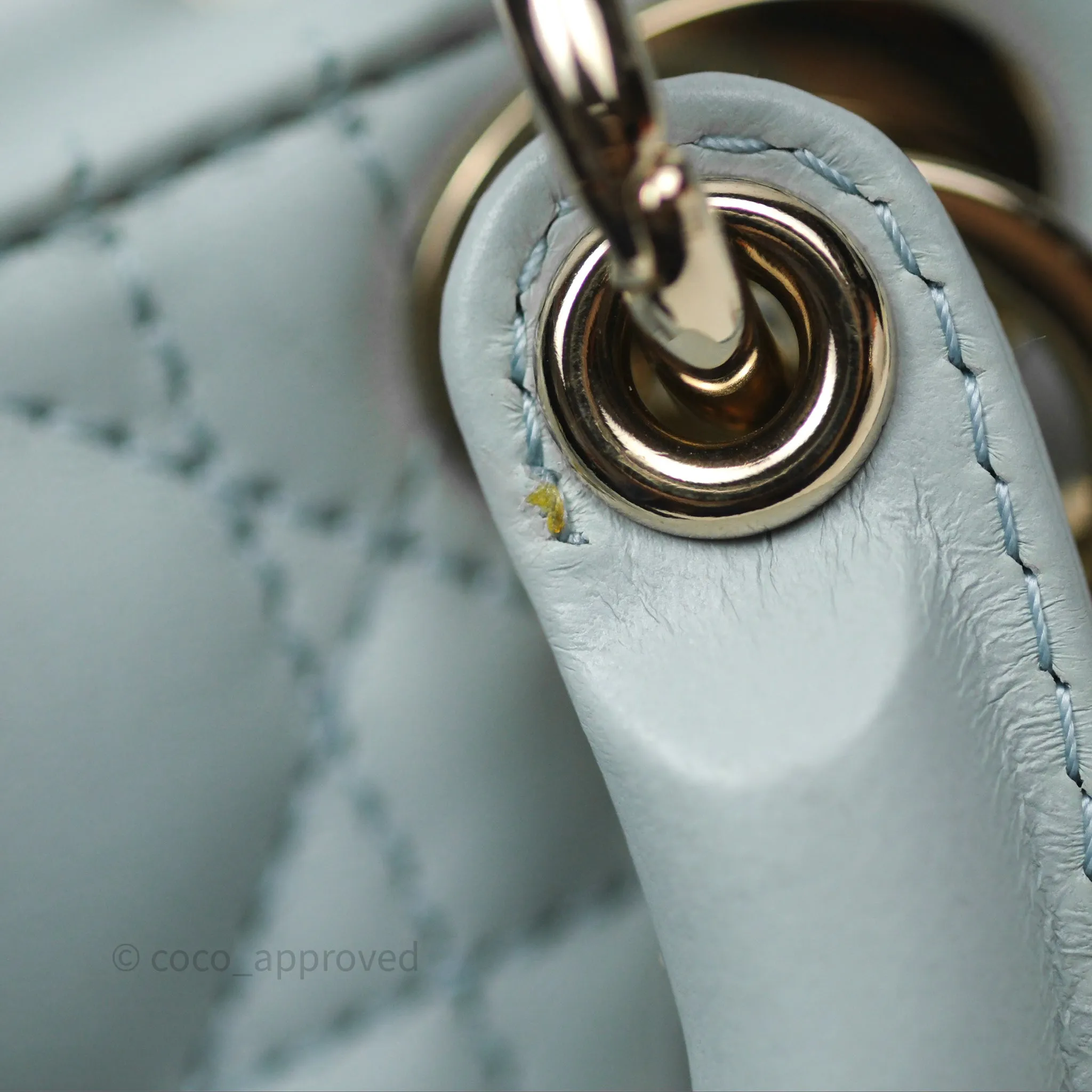 Christian Dior Micro Lady D-Joy Bag Baby Blue Lambskin Cannage Gold Hardware