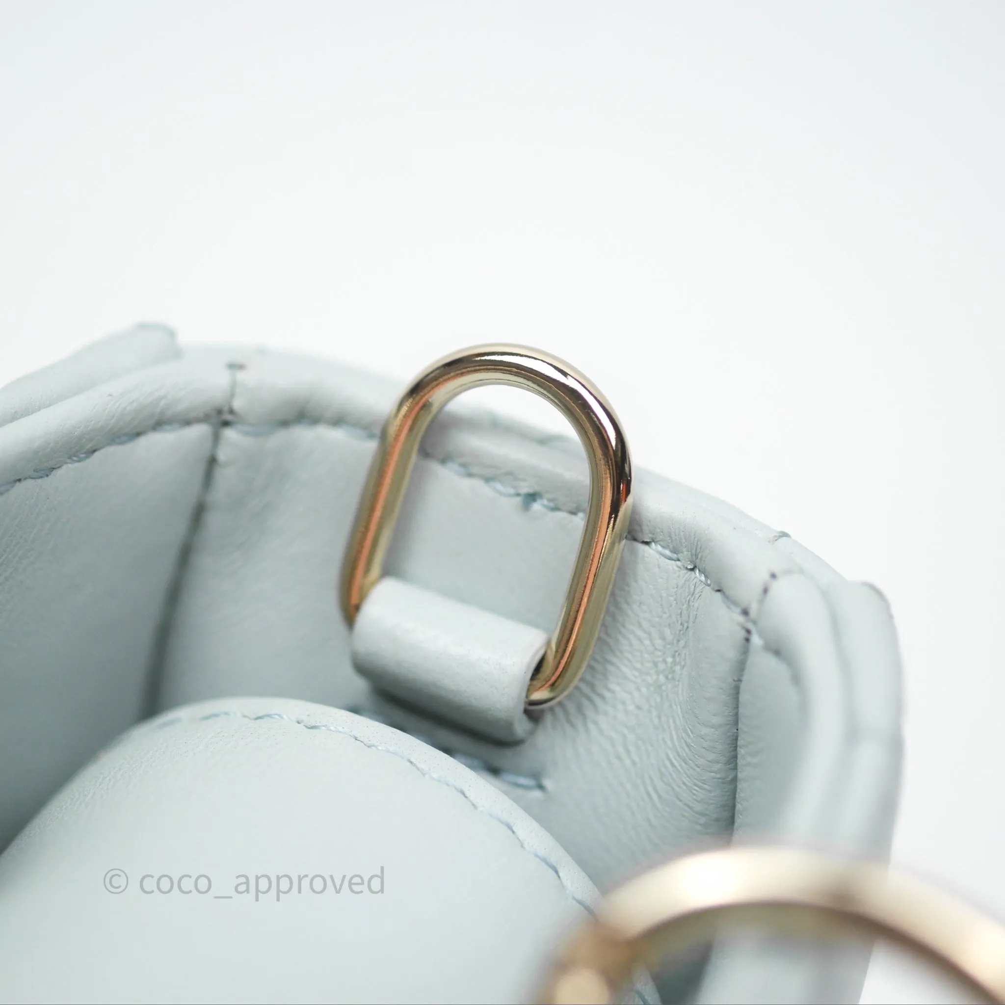 Christian Dior Micro Lady D-Joy Bag Baby Blue Lambskin Cannage Gold Hardware