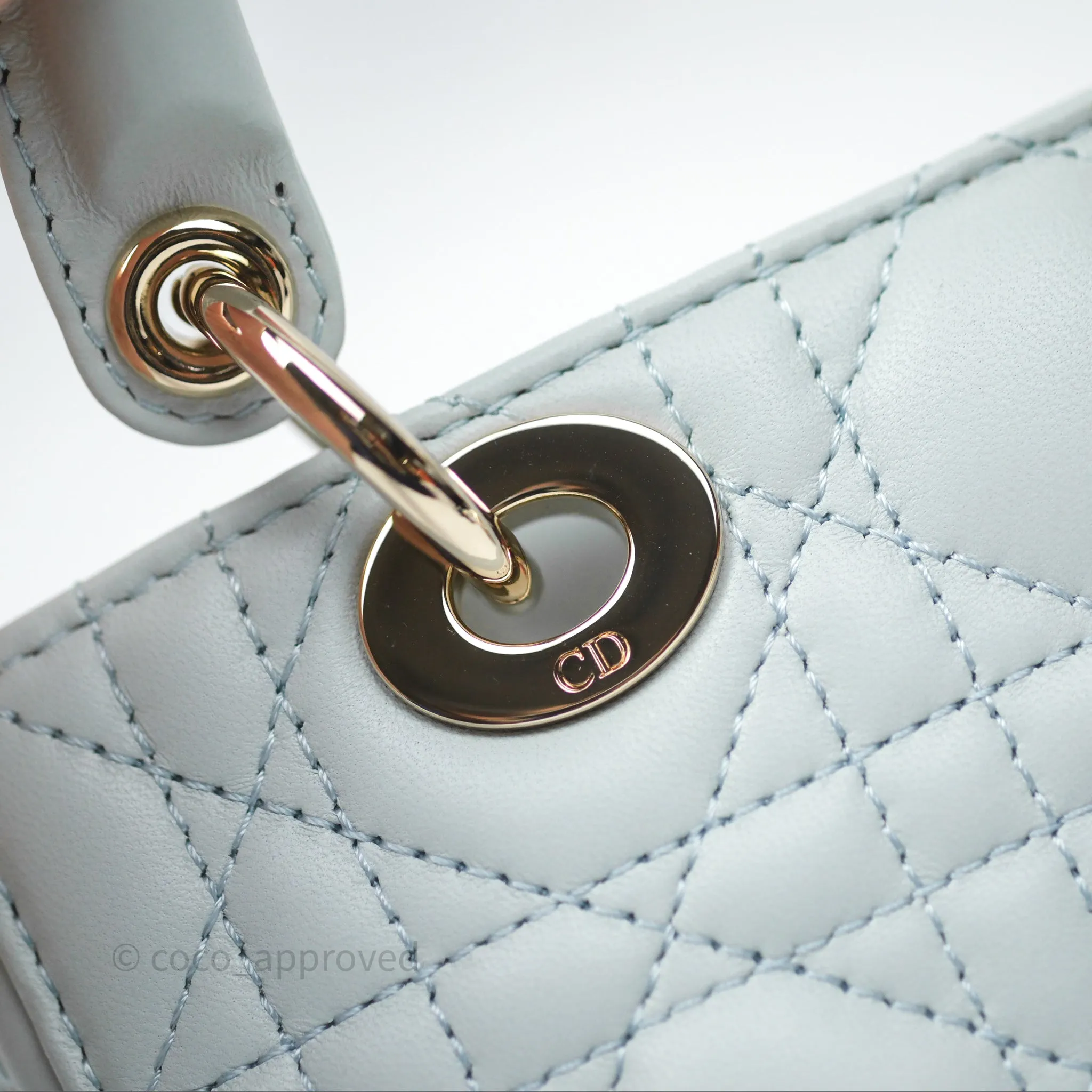 Christian Dior Micro Lady D-Joy Bag Baby Blue Lambskin Cannage Gold Hardware