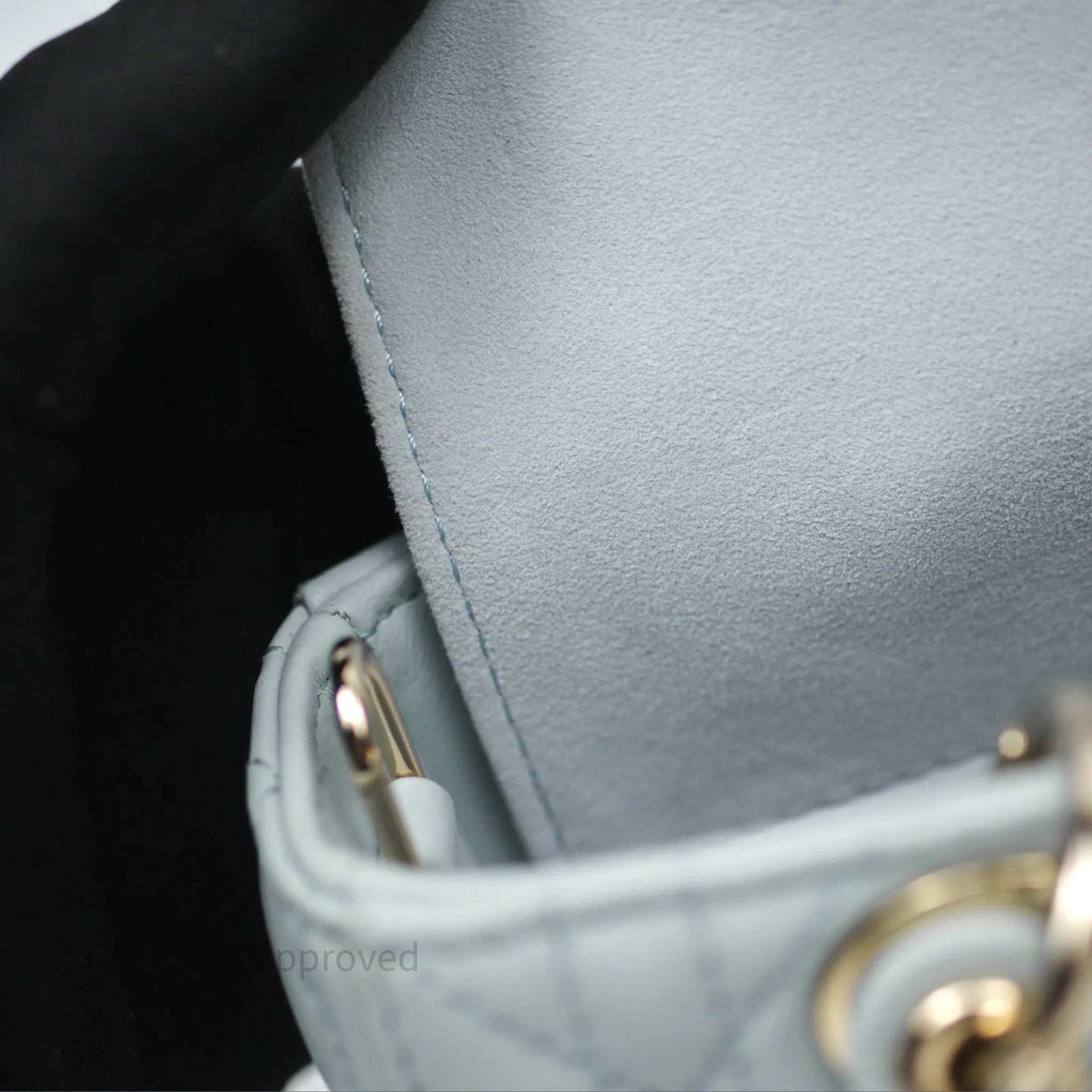 Christian Dior Micro Lady D-Joy Bag Baby Blue Lambskin Cannage Gold Hardware