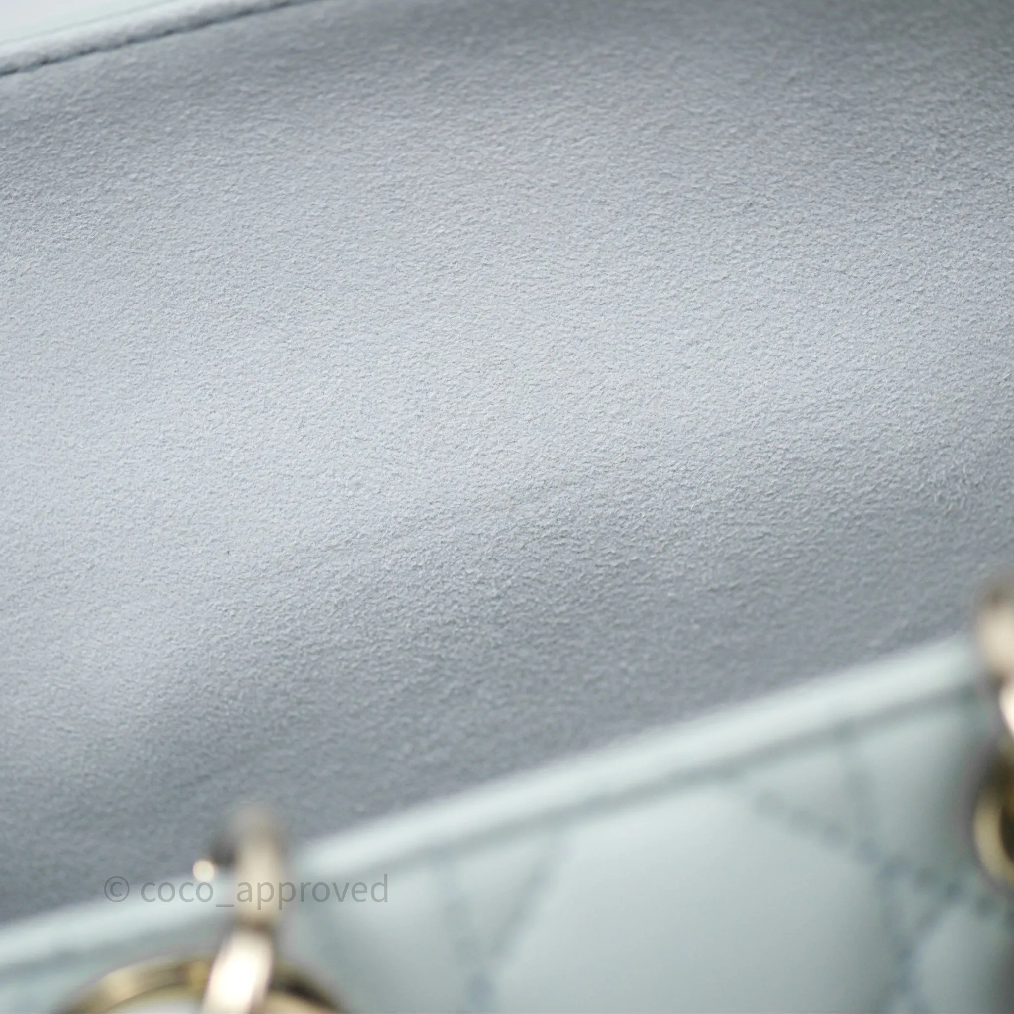 Christian Dior Micro Lady D-Joy Bag Baby Blue Lambskin Cannage Gold Hardware