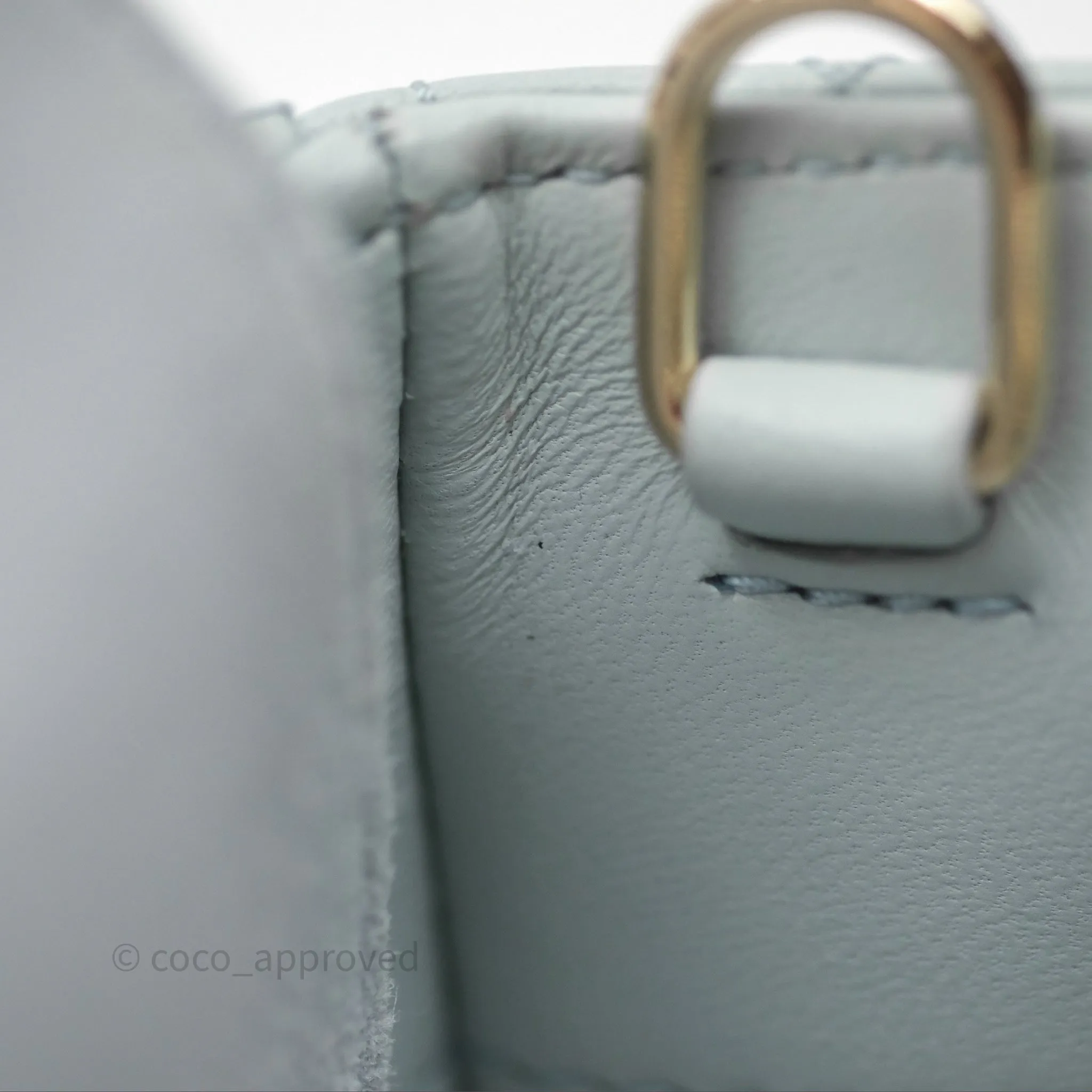 Christian Dior Micro Lady D-Joy Bag Baby Blue Lambskin Cannage Gold Hardware