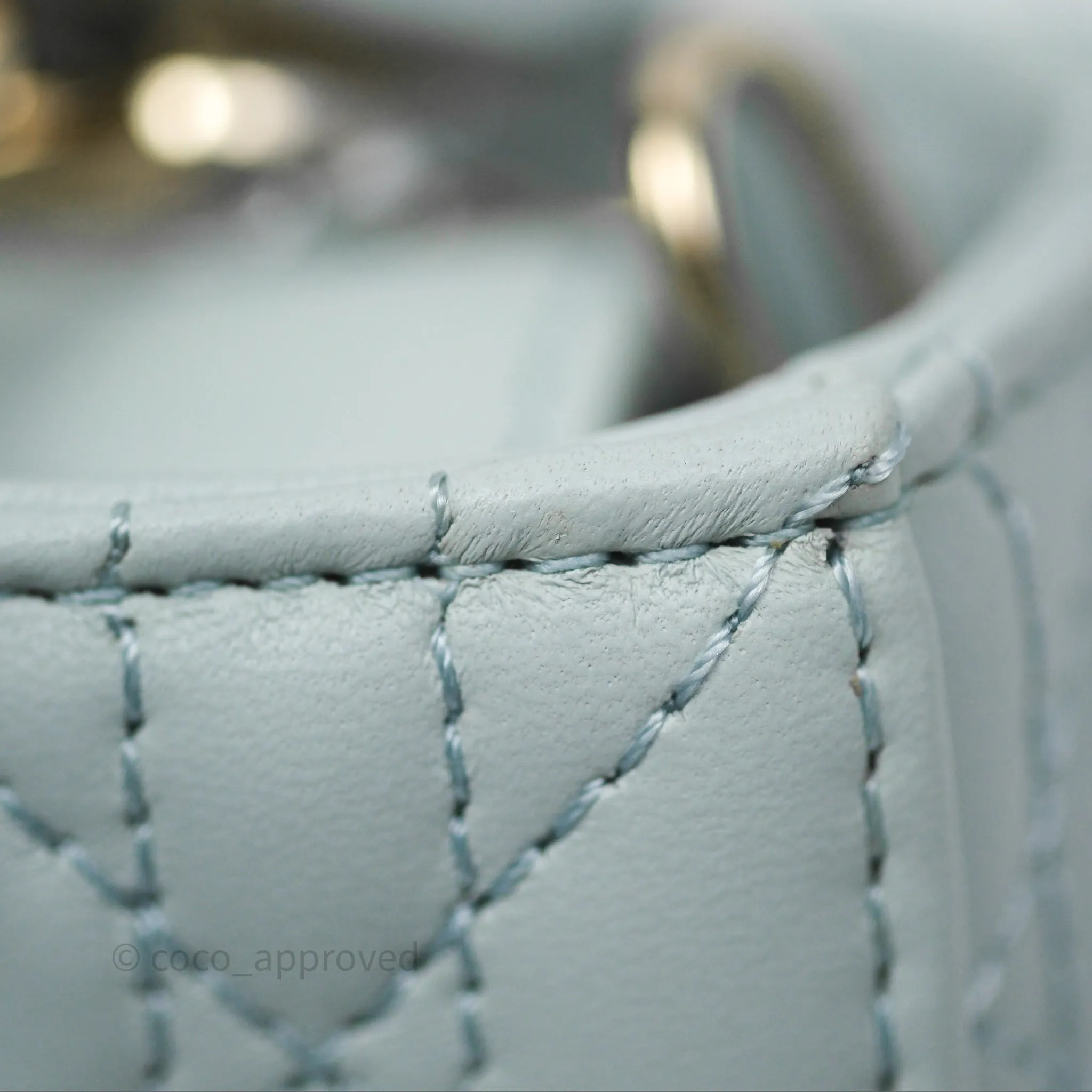 Christian Dior Micro Lady D-Joy Bag Baby Blue Lambskin Cannage Gold Hardware
