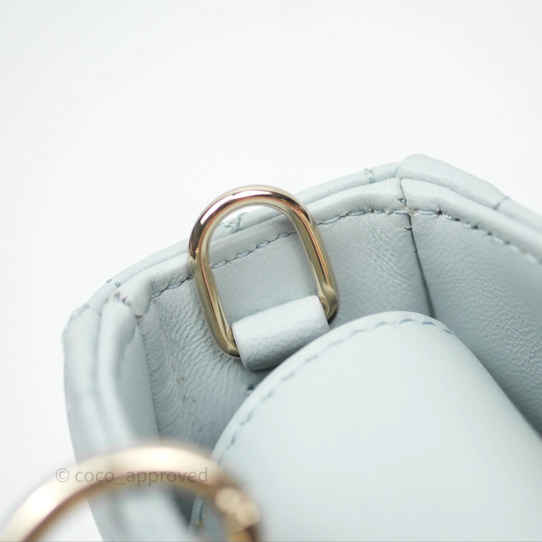 Christian Dior Micro Lady D-Joy Bag Baby Blue Lambskin Cannage Gold Hardware