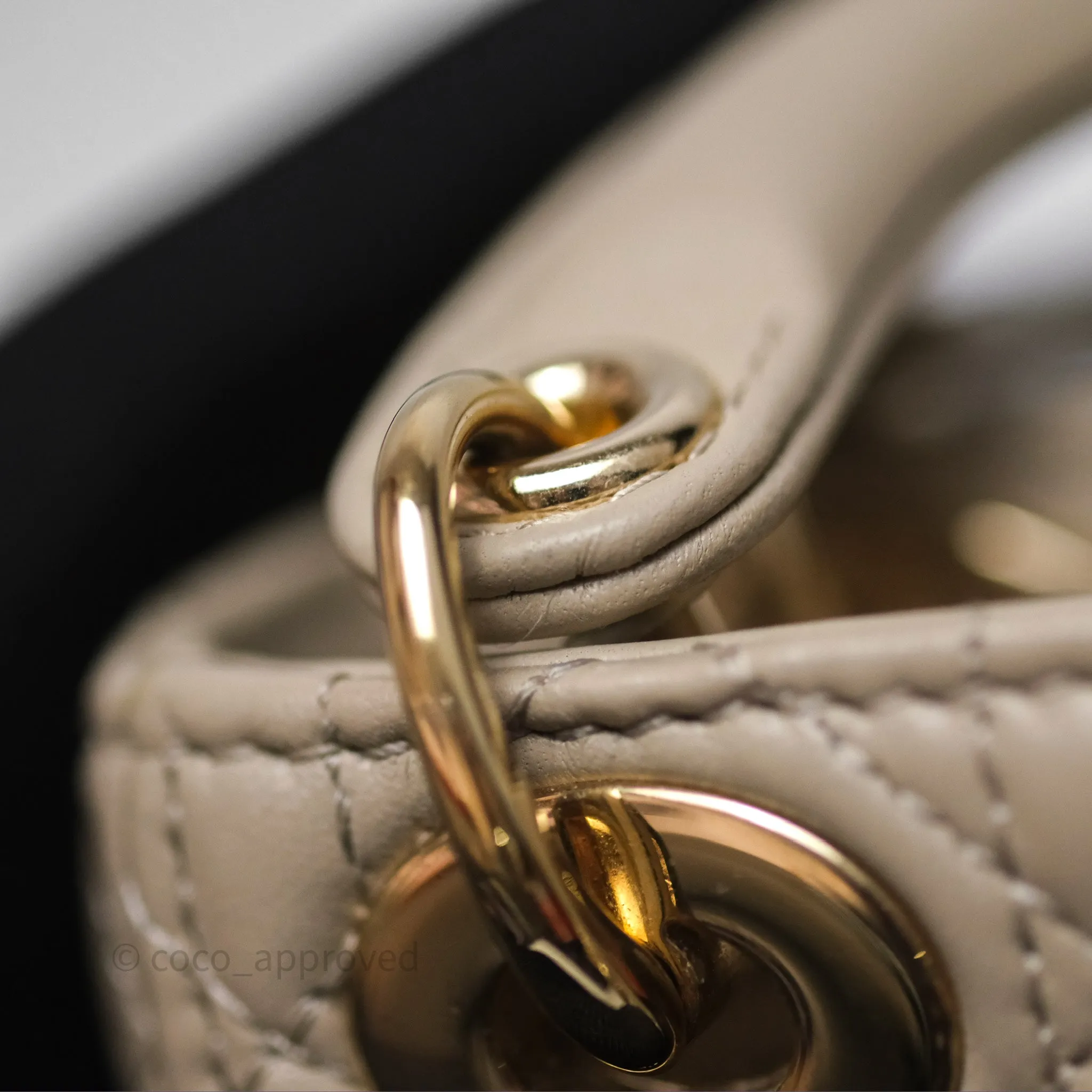 Christian Dior Micro Lady Dior Cannage Beige Lambskin Gold Hardware