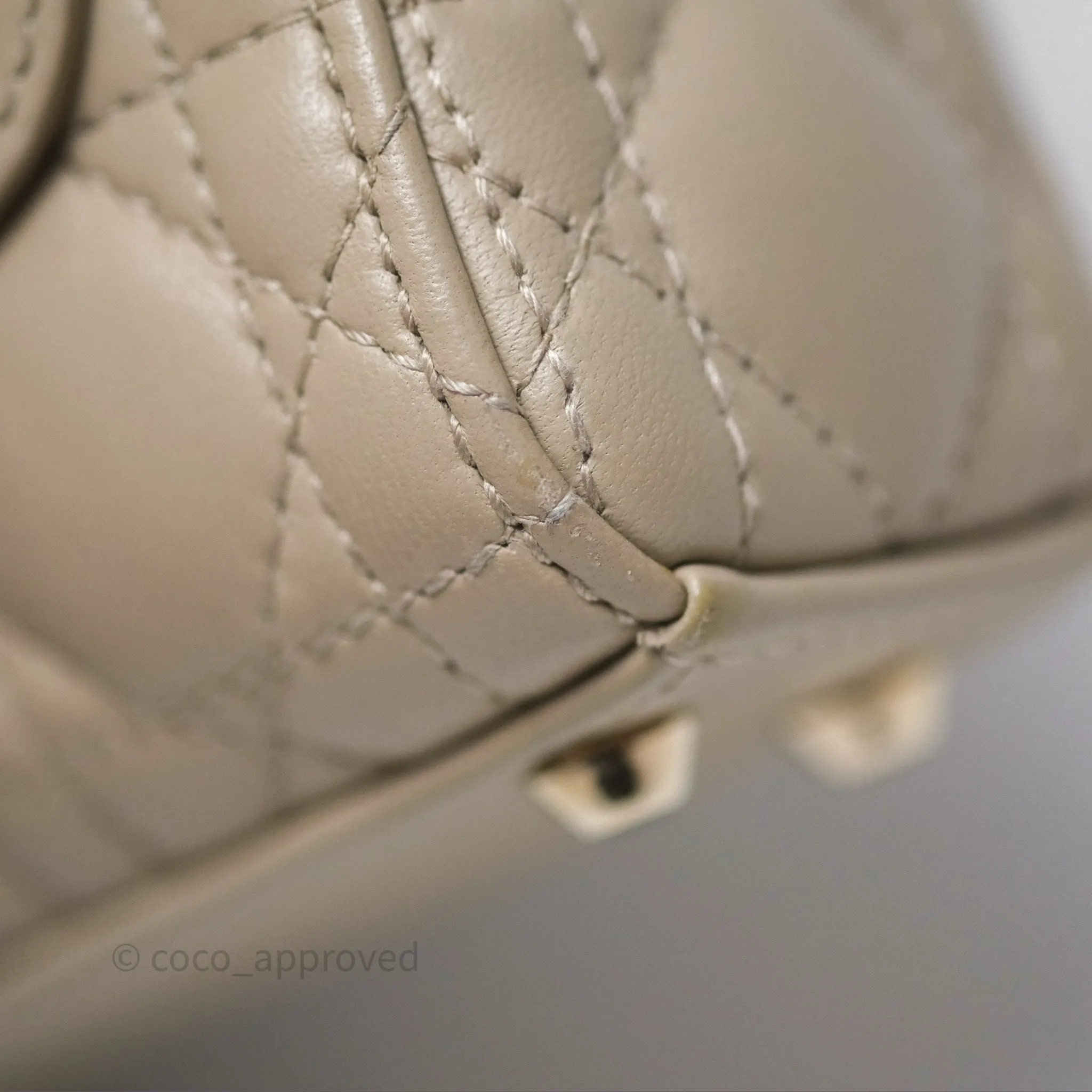 Christian Dior Micro Lady Dior Cannage Beige Lambskin Gold Hardware