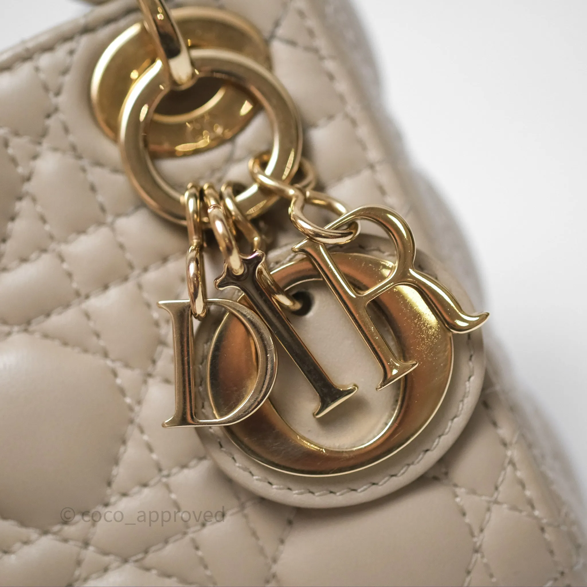 Christian Dior Micro Lady Dior Cannage Beige Lambskin Gold Hardware