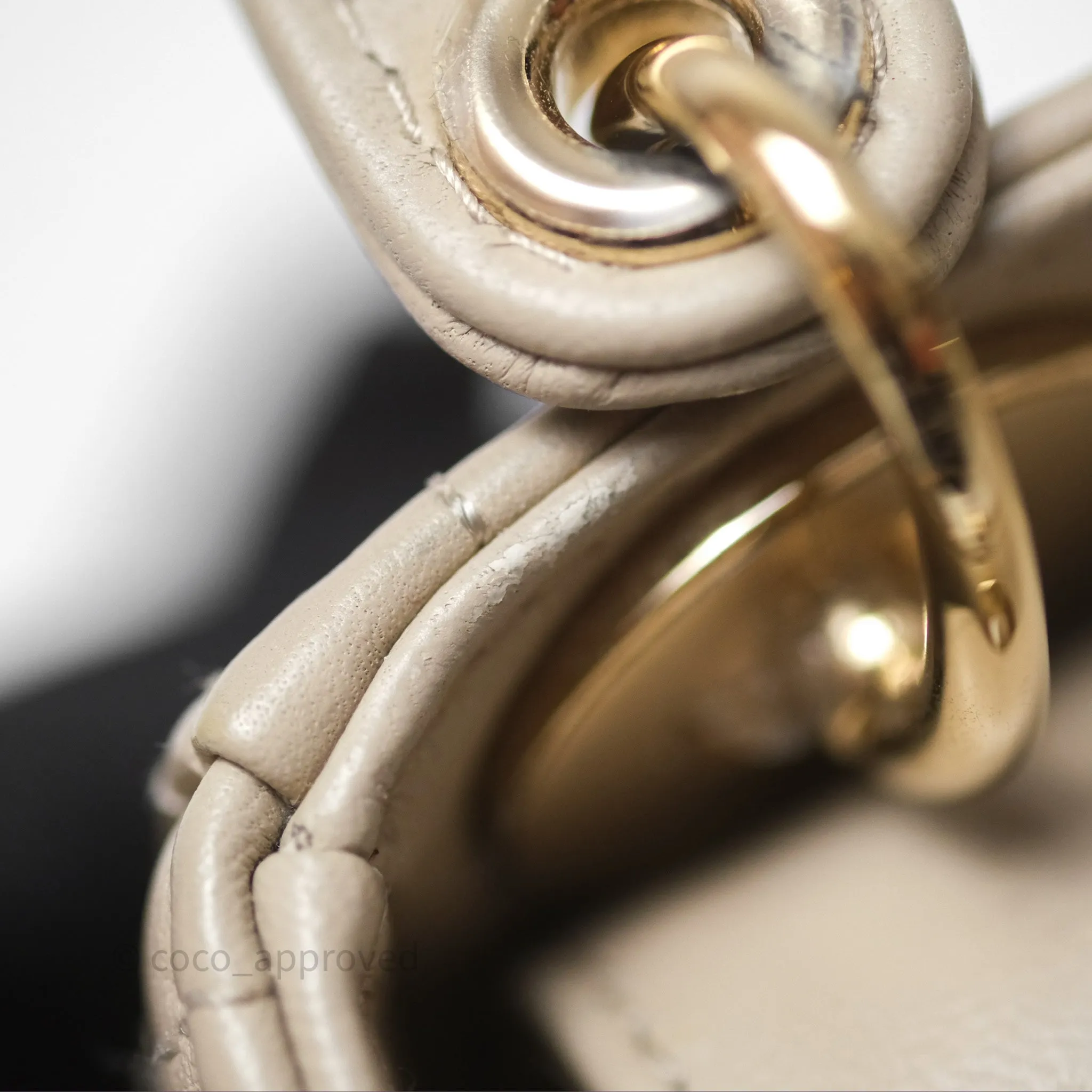 Christian Dior Micro Lady Dior Cannage Beige Lambskin Gold Hardware