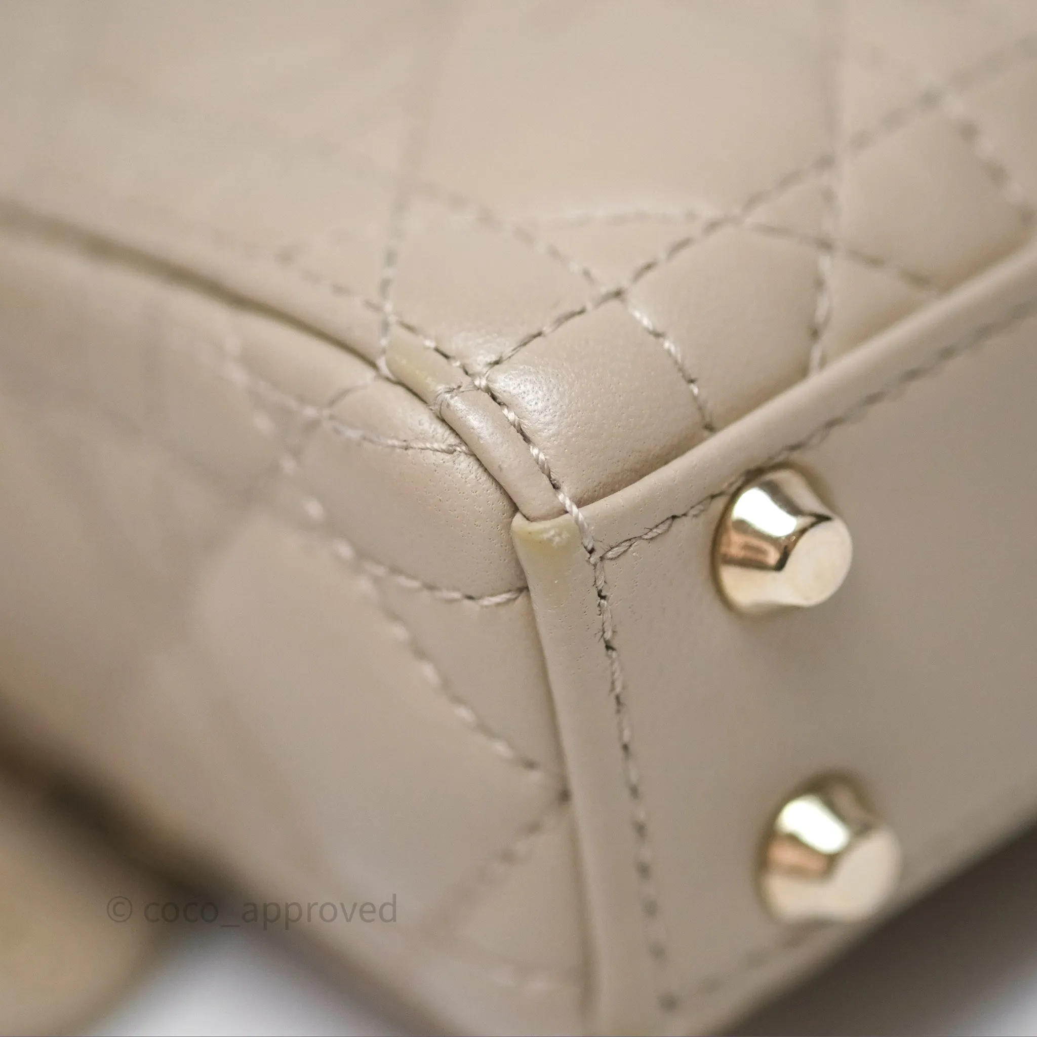 Christian Dior Micro Lady Dior Cannage Beige Lambskin Gold Hardware