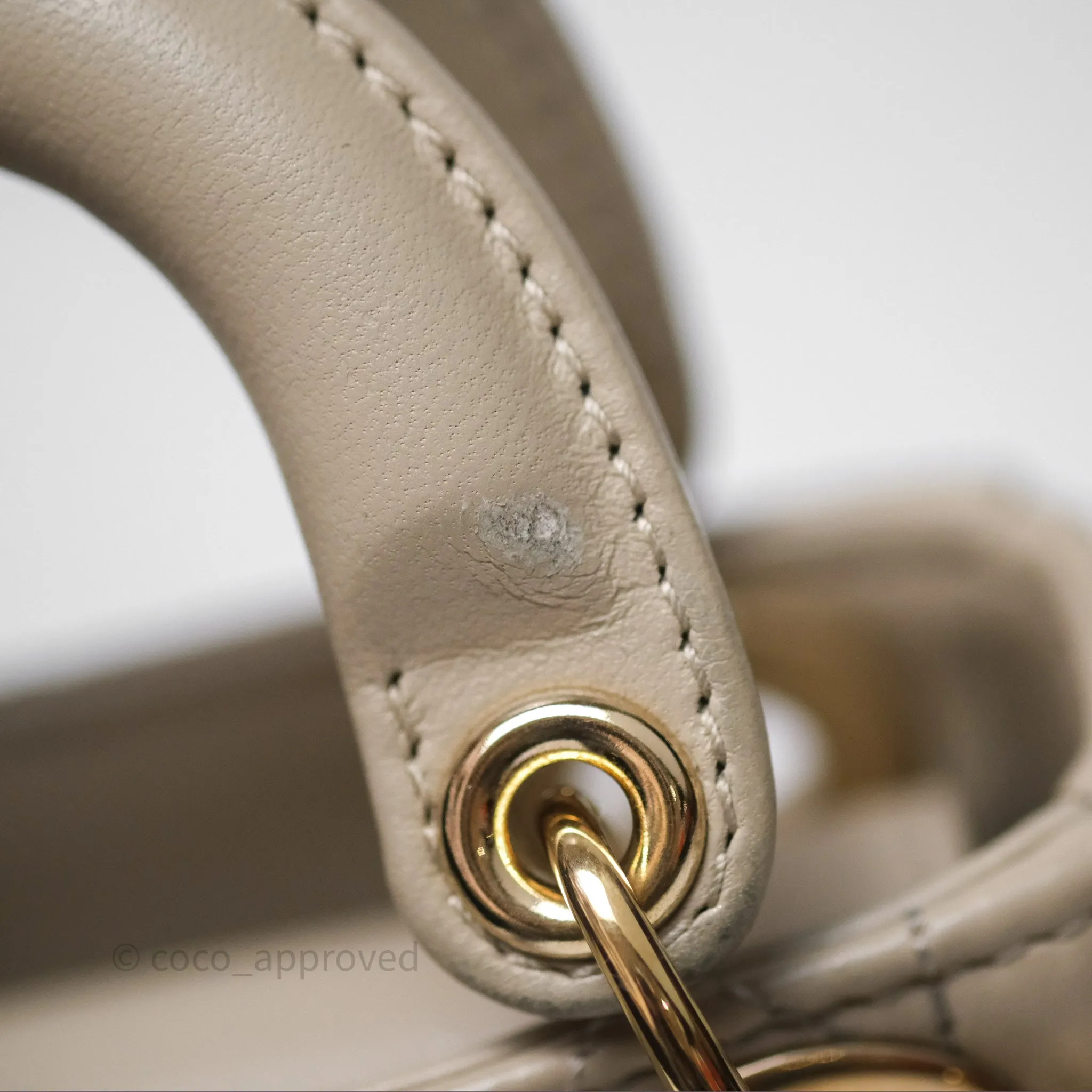 Christian Dior Micro Lady Dior Cannage Beige Lambskin Gold Hardware