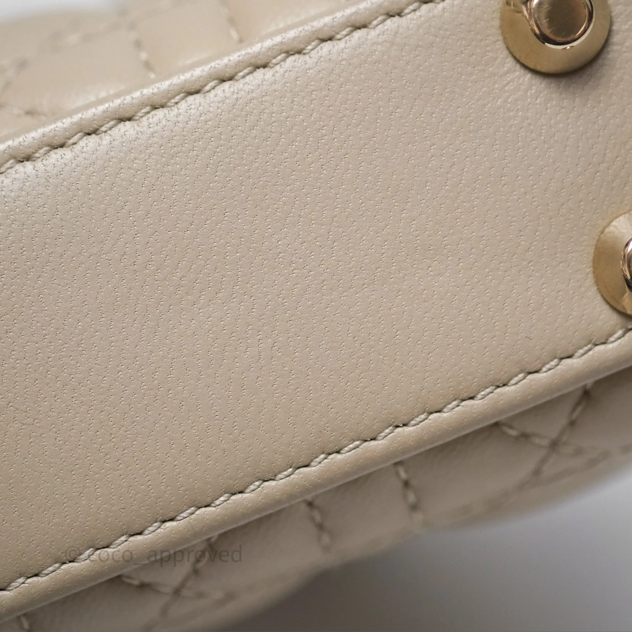 Christian Dior Micro Lady Dior Cannage Beige Lambskin Gold Hardware
