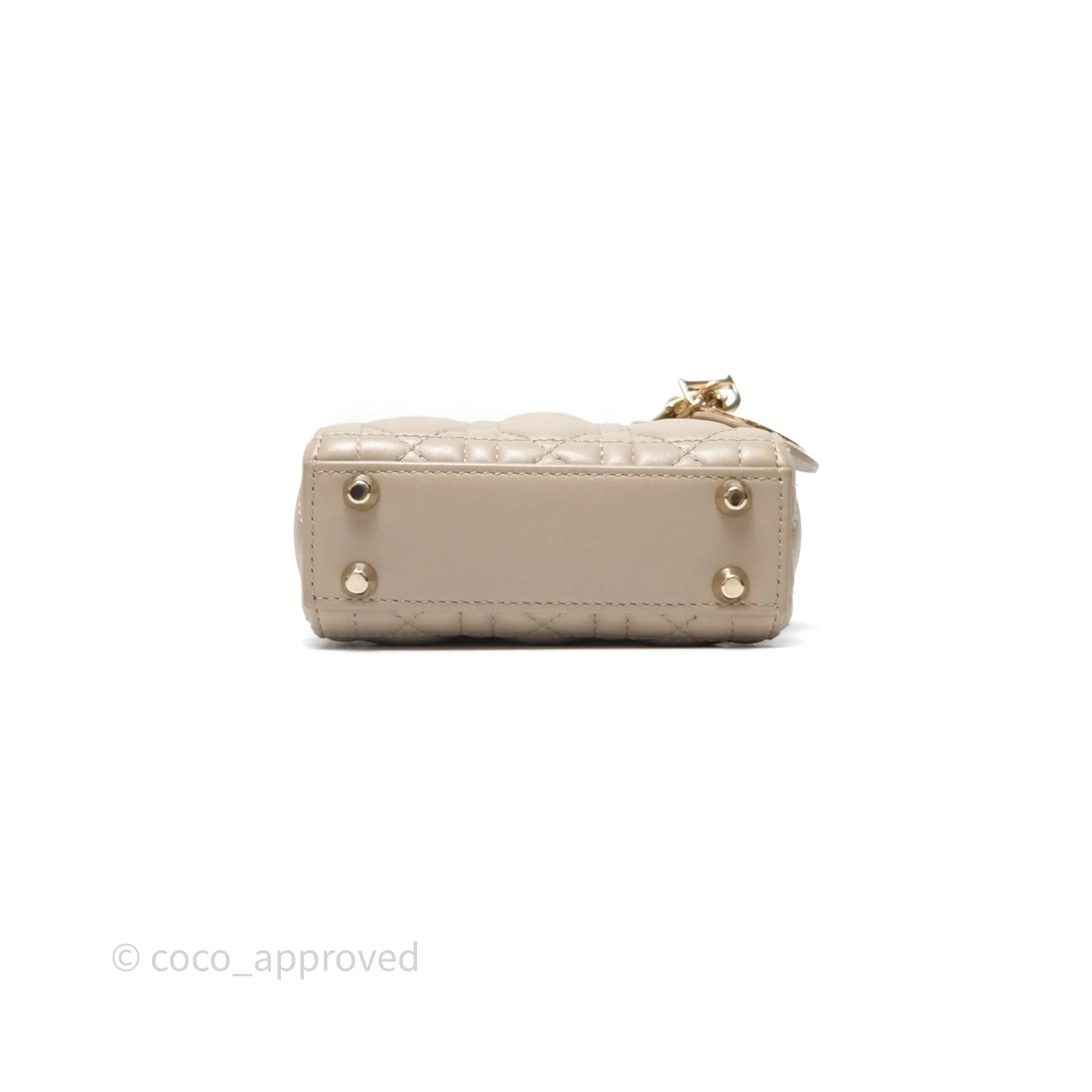 Christian Dior Micro Lady Dior Cannage Beige Lambskin Gold Hardware