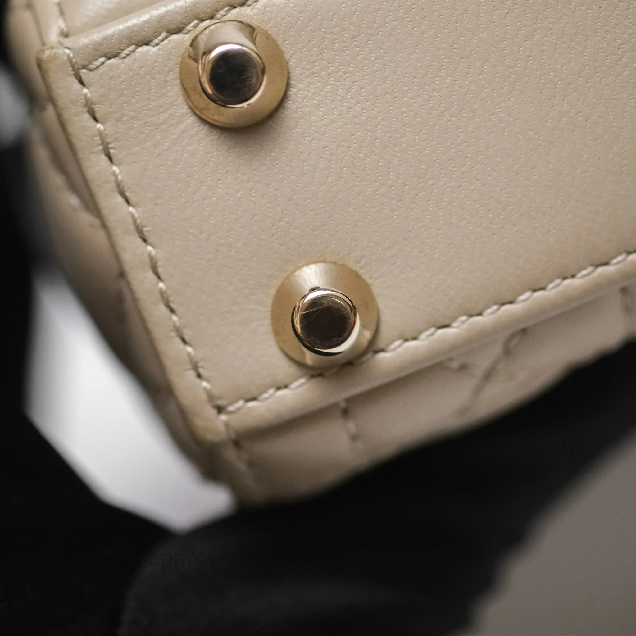 Christian Dior Micro Lady Dior Cannage Beige Lambskin Gold Hardware