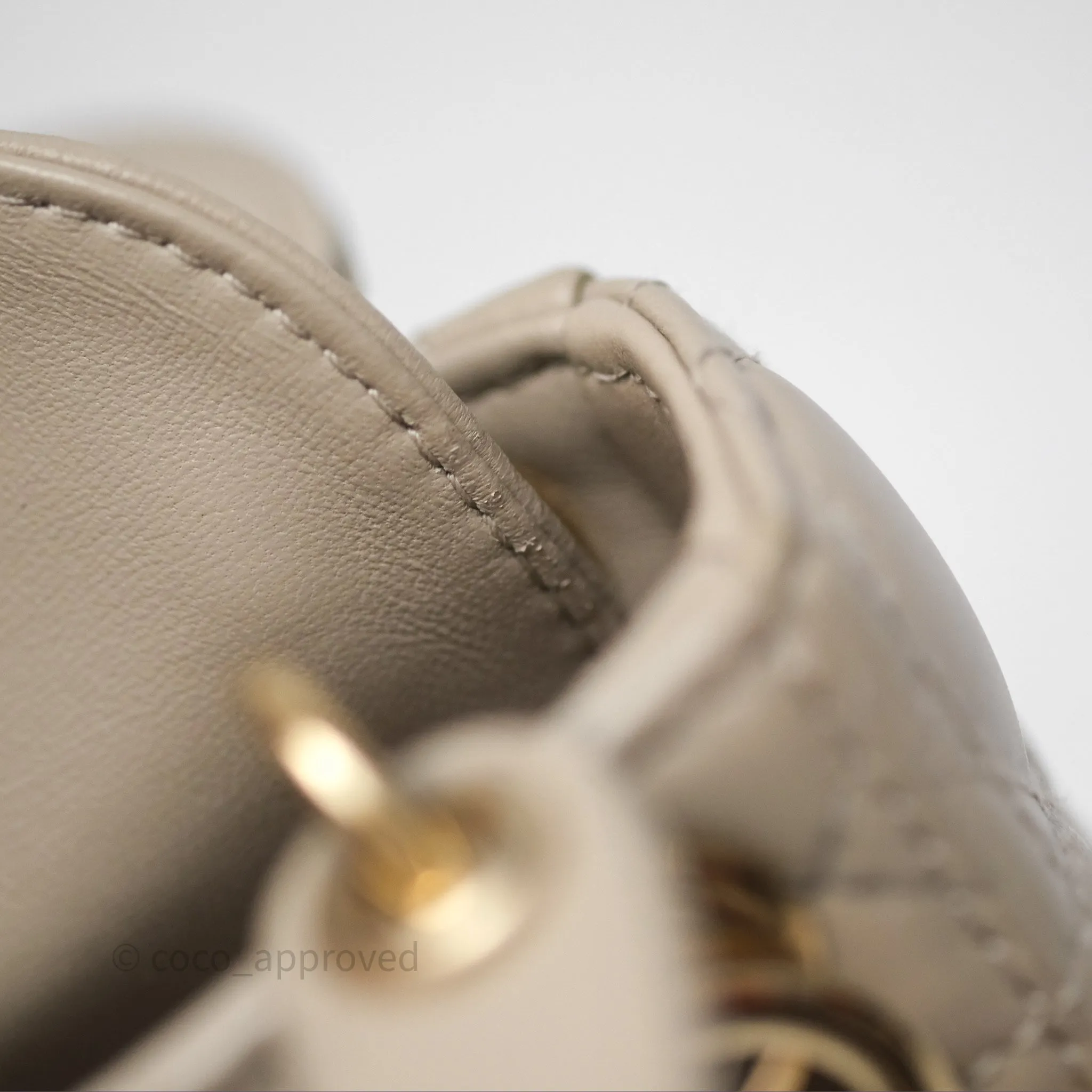 Christian Dior Micro Lady Dior Cannage Beige Lambskin Gold Hardware