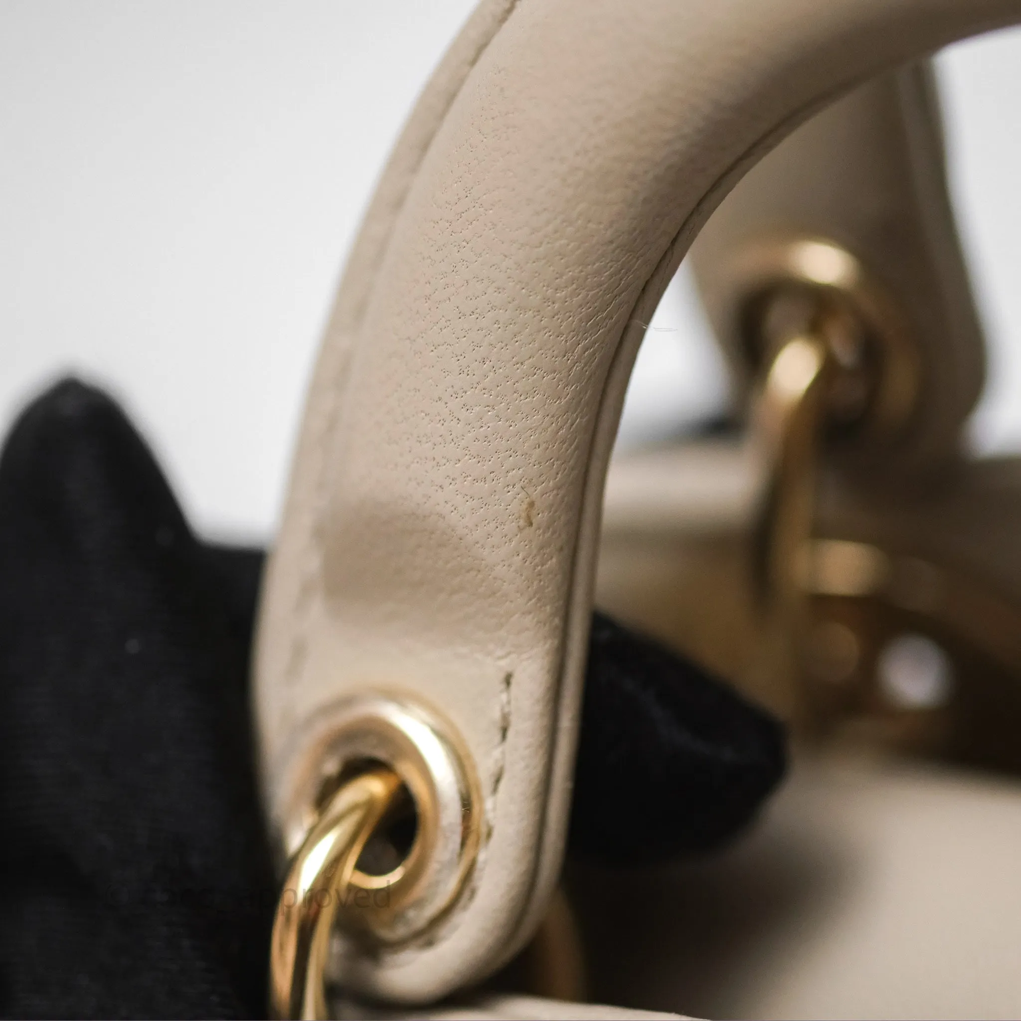 Christian Dior Micro Lady Dior Cannage Beige Lambskin Gold Hardware