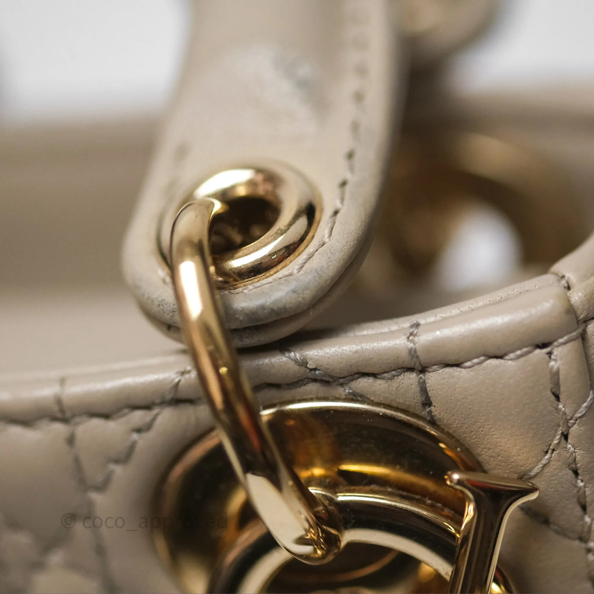 Christian Dior Micro Lady Dior Cannage Beige Lambskin Gold Hardware