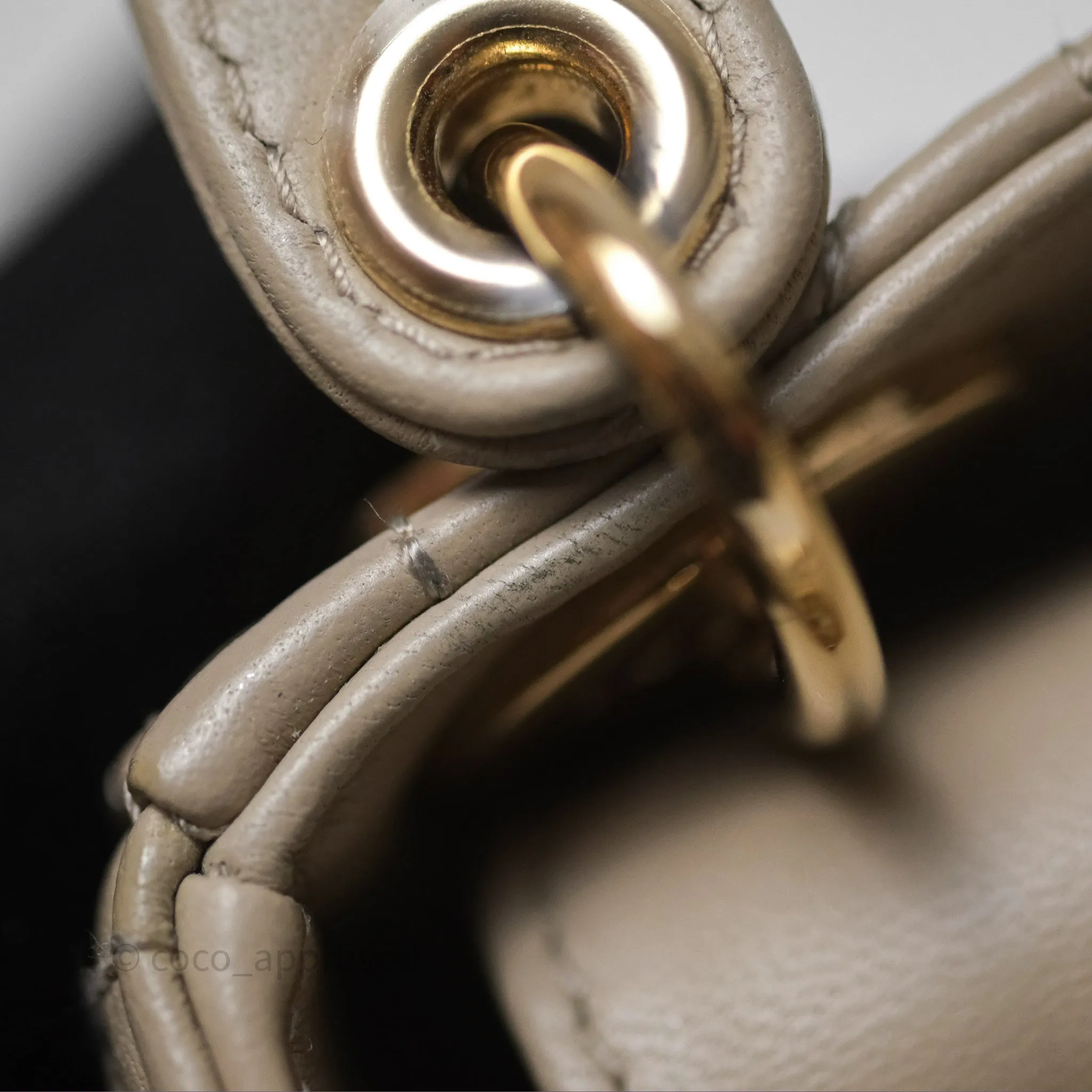 Christian Dior Micro Lady Dior Cannage Beige Lambskin Gold Hardware