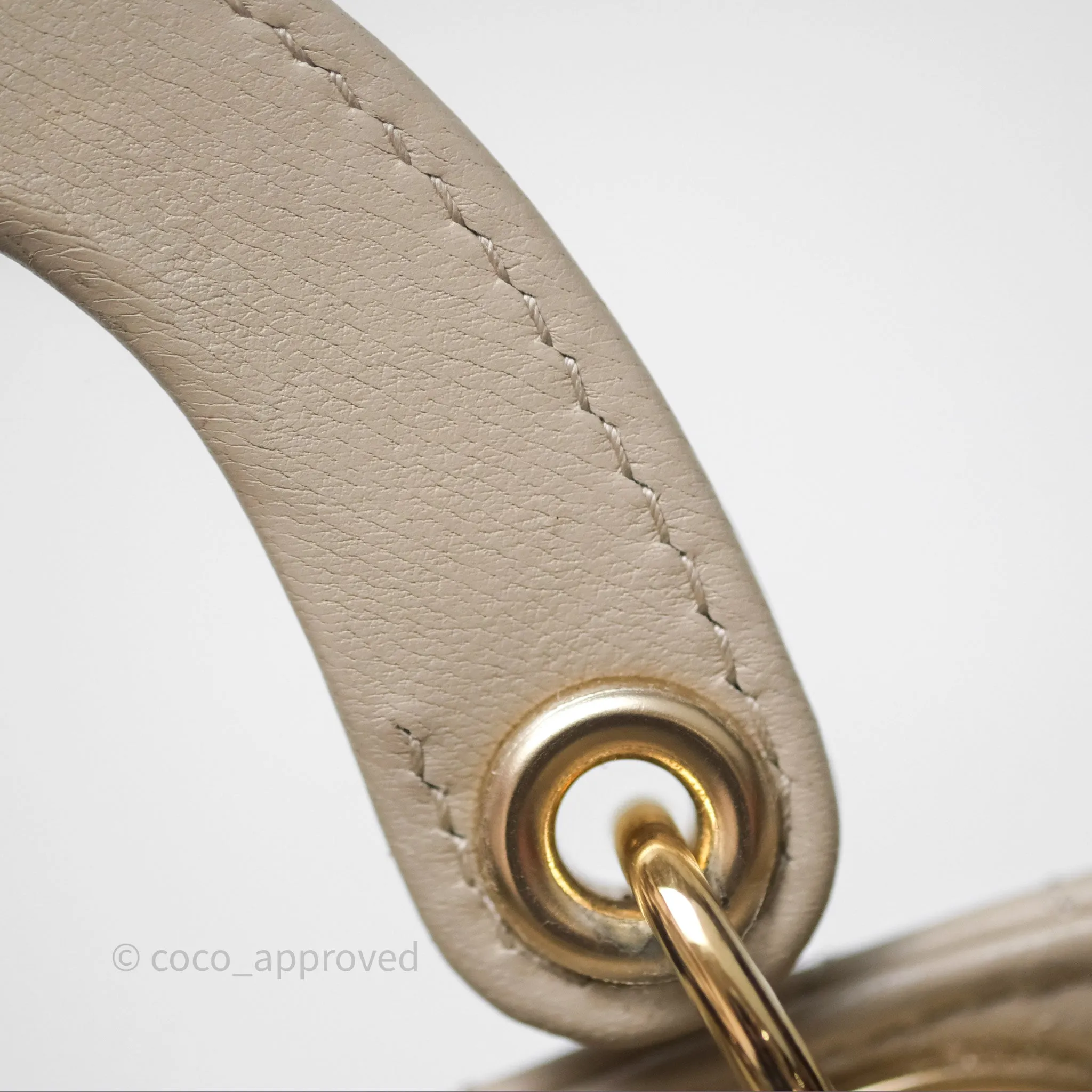 Christian Dior Micro Lady Dior Cannage Beige Lambskin Gold Hardware